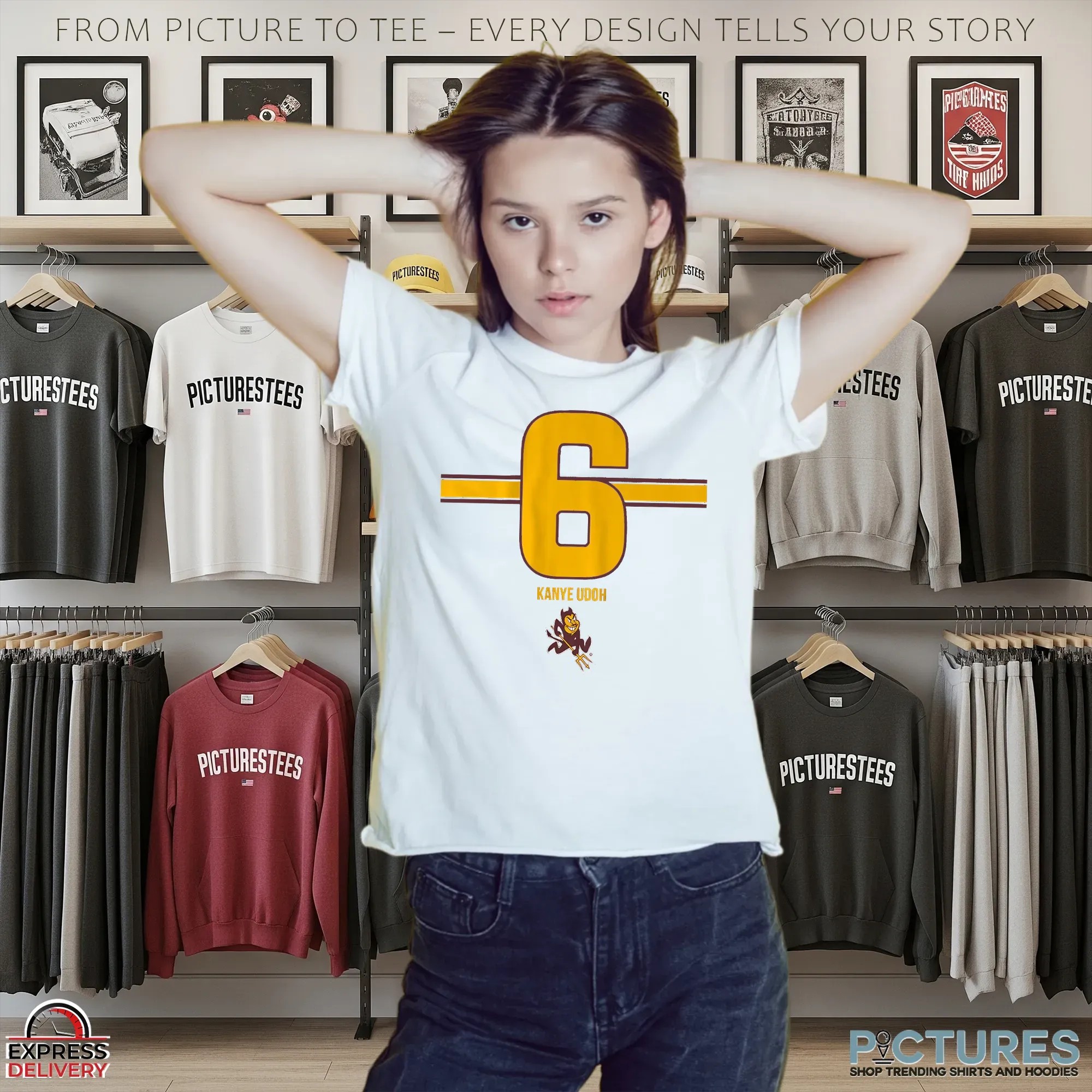 Asu Football Kanye Udoh 6 Stripe T Shirt 9 Asu Football Kanye Udoh 6 Stripe T Shirt