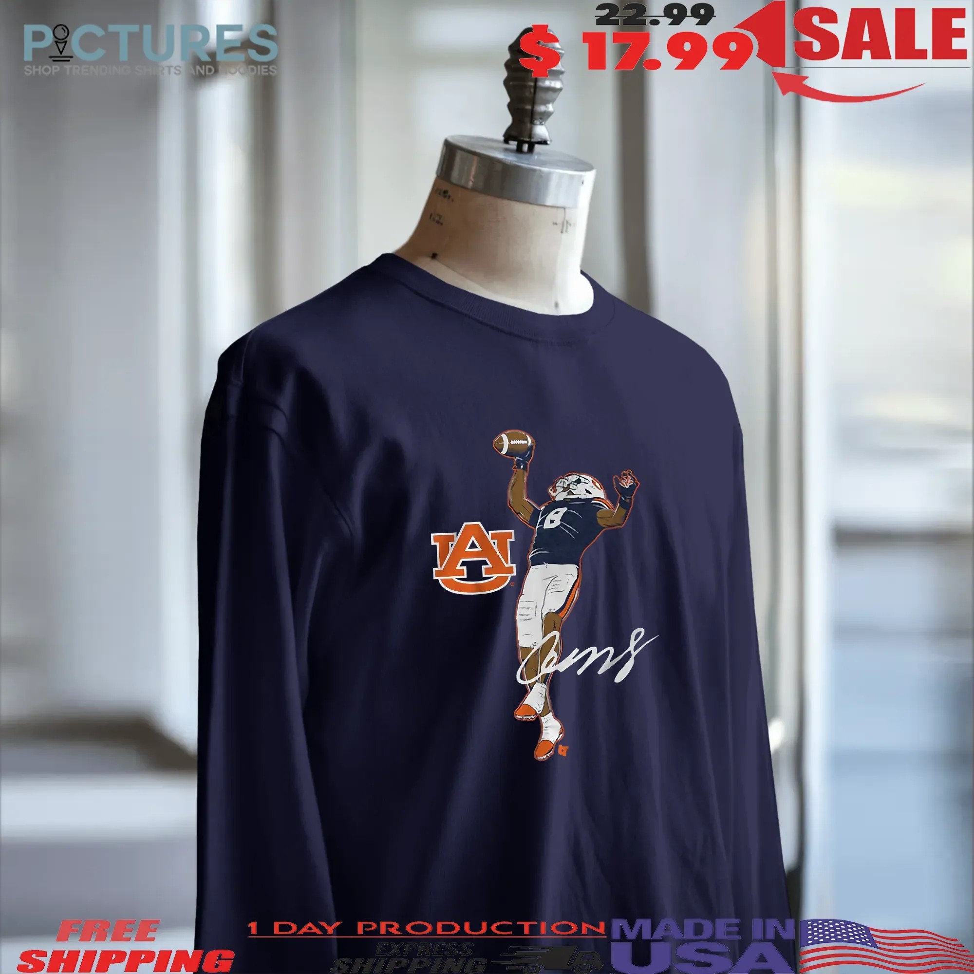 Auburn Football Cam Coleman Superstar Pose Signature T Shirt 6 Auburn Football Cam Coleman Superstar Pose Signature T Shirt
