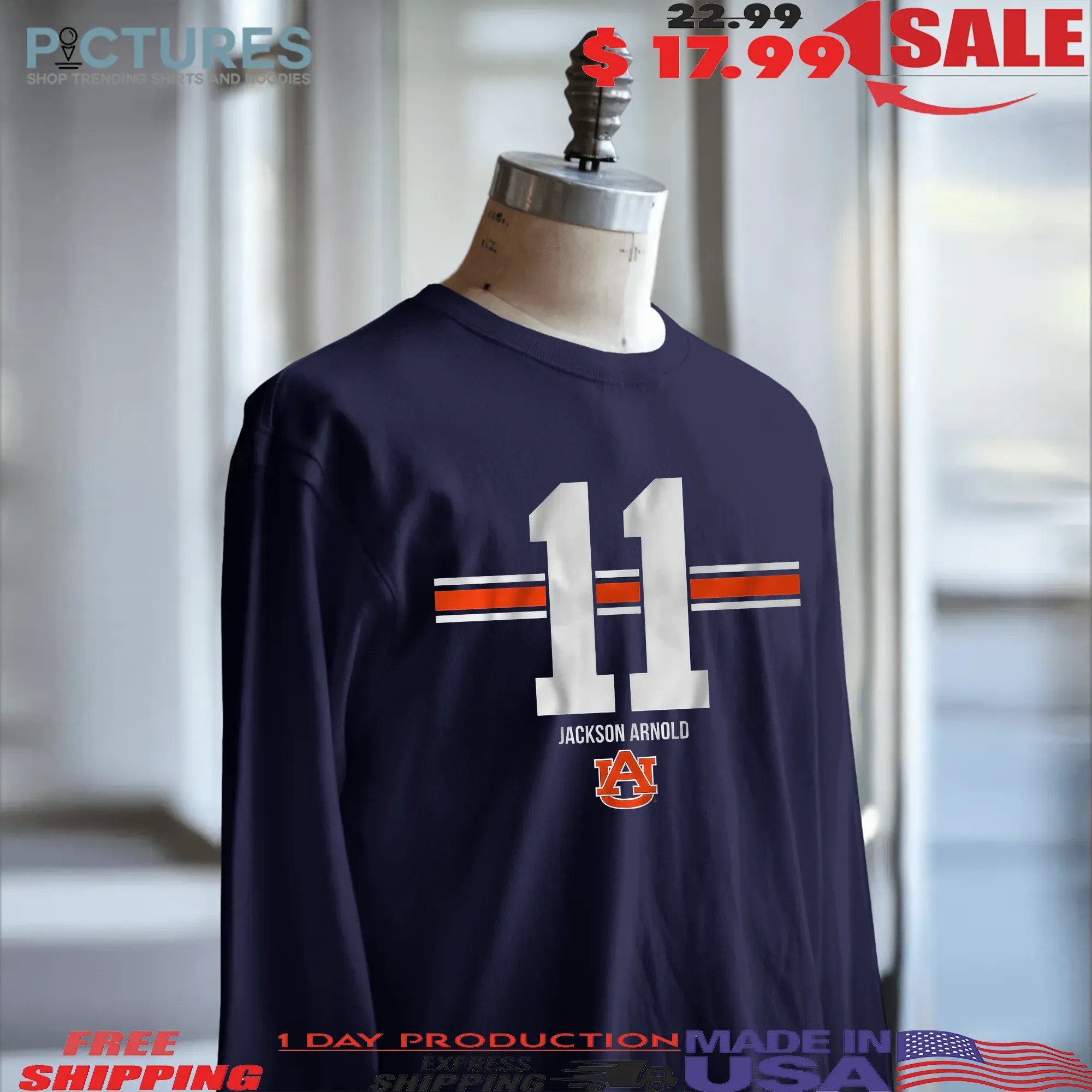 Auburn Football Jackson Arnold 11 Stripe T Shirt
