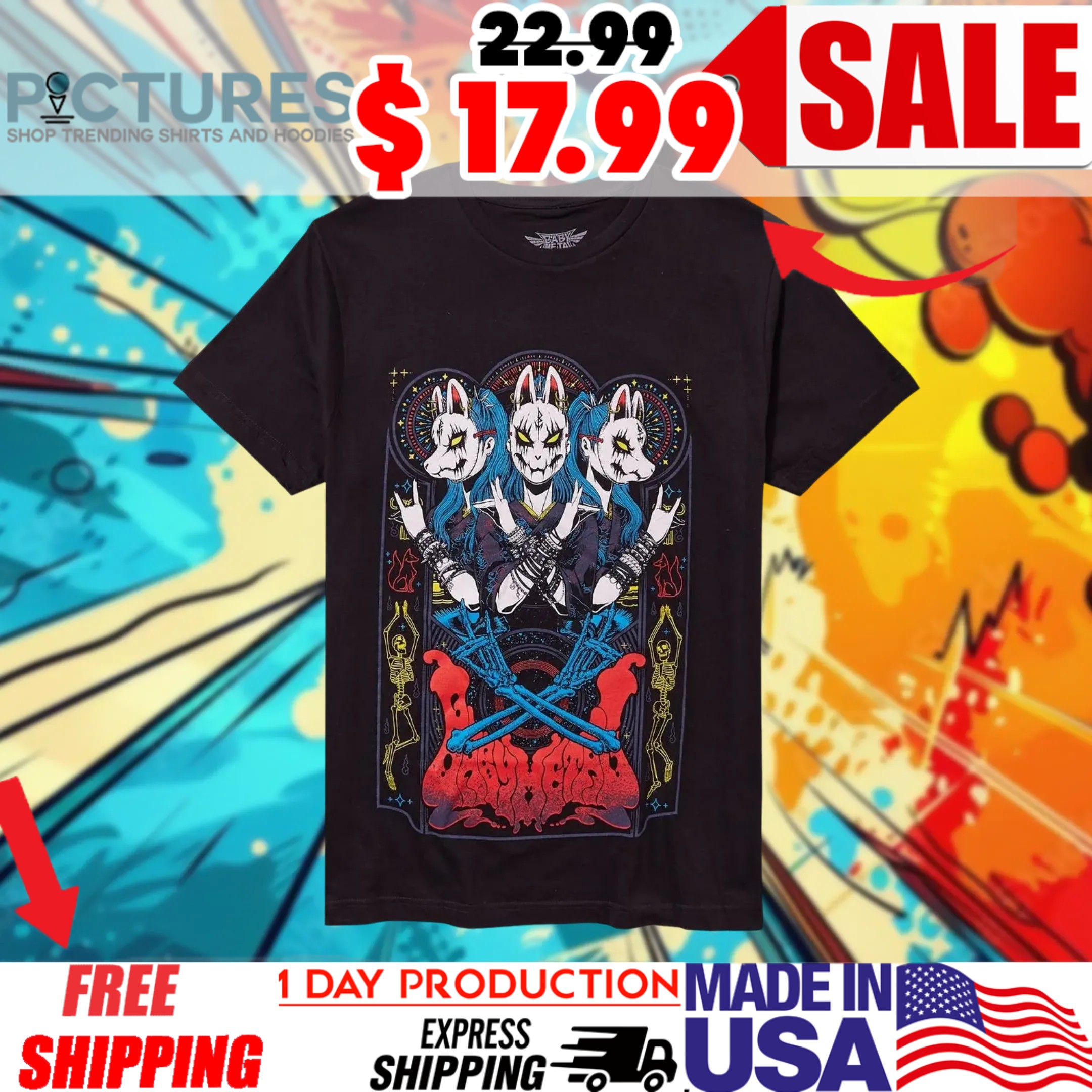 Babymetal Fox Mask Devil Horns Shirt