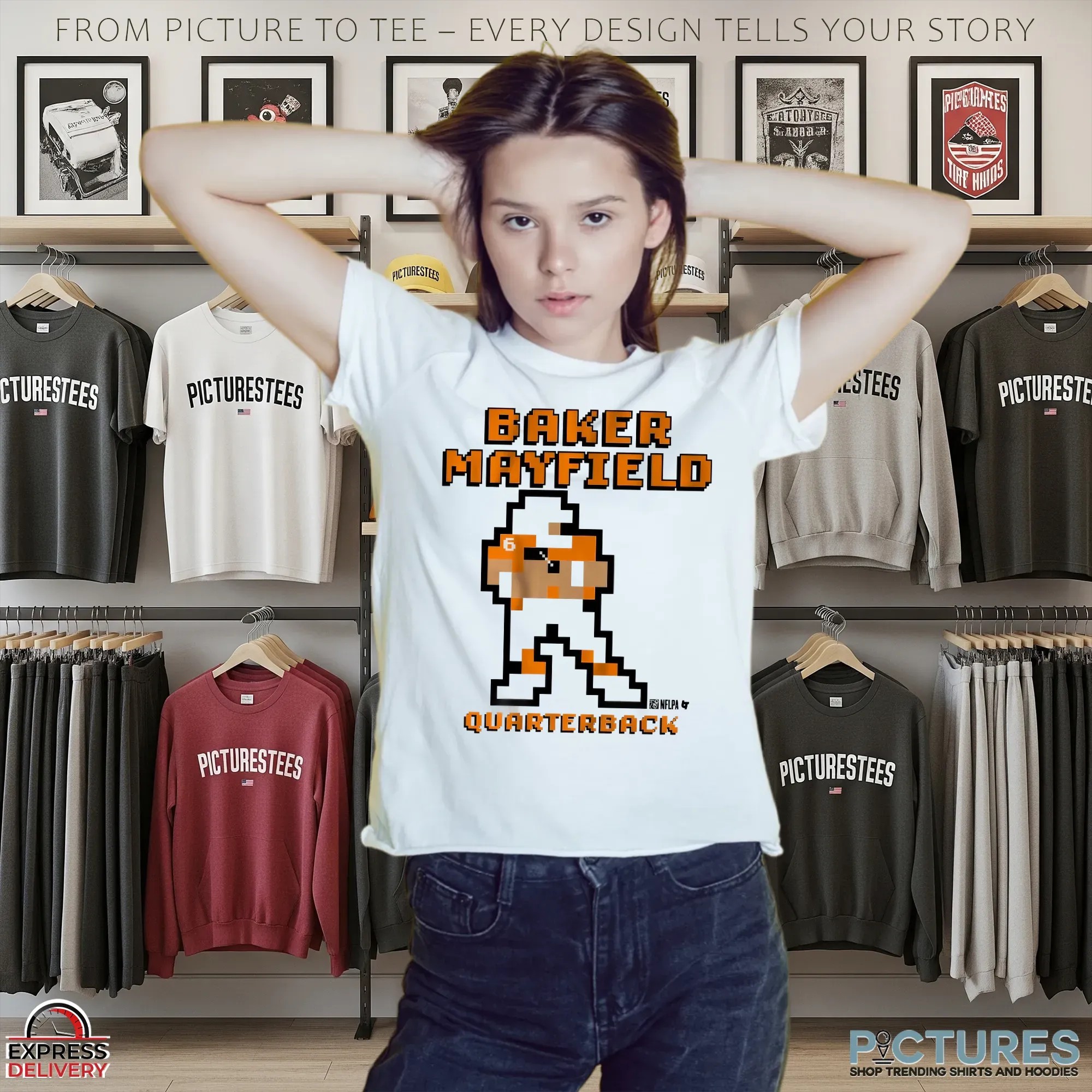 Baker Mayfield Quarterback Retro Baller Pixel Art T Shirt