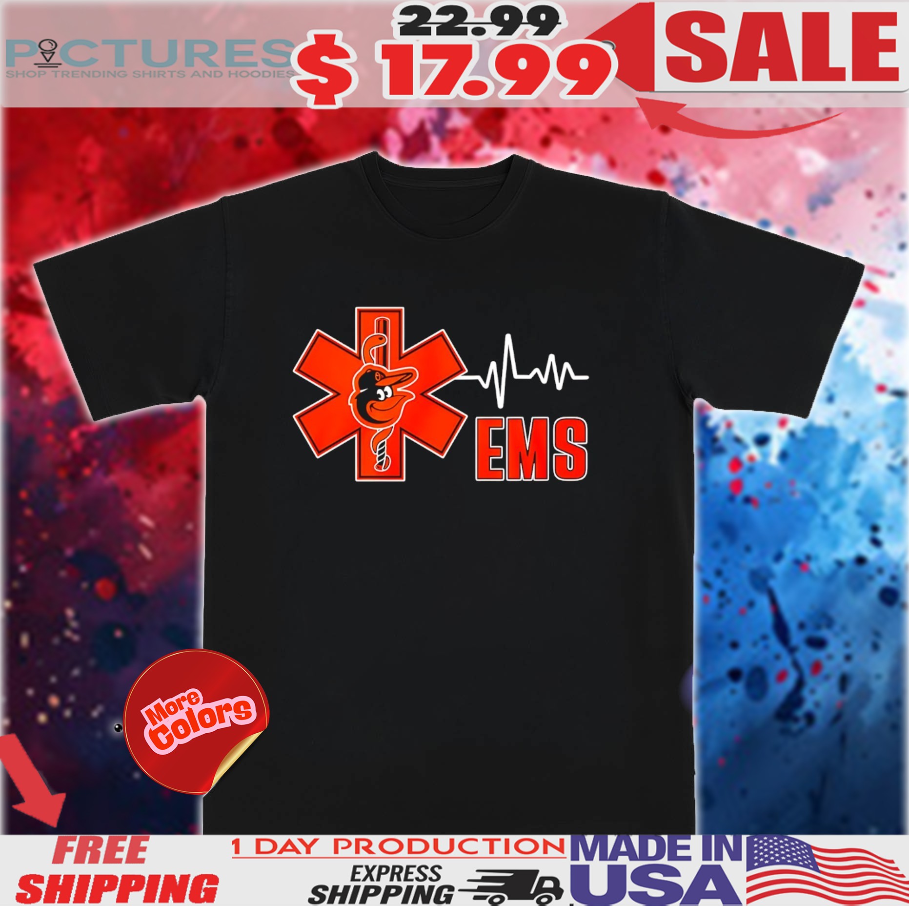 Baltimore Orioles National EMS Week mascot shirt