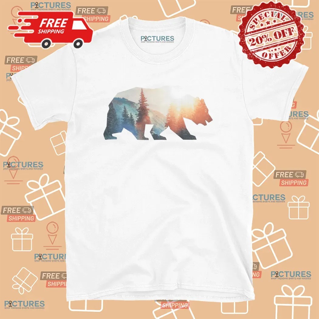 Bear Silhouette Mountain Forest Sunset T Shirt