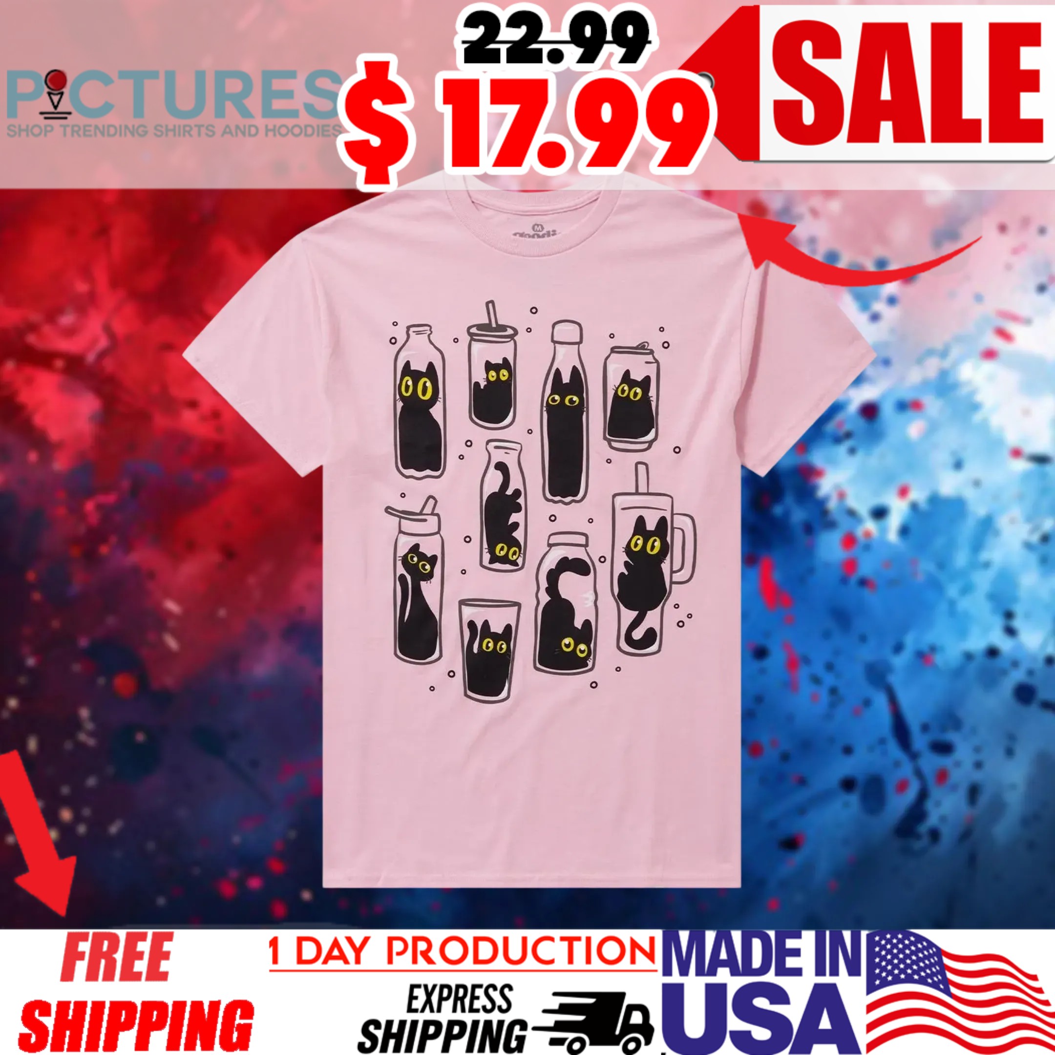 Black Cat Cups and Bottles 2025 Shirt 1 Black Cat Cups and Bottles 2025 Shirt