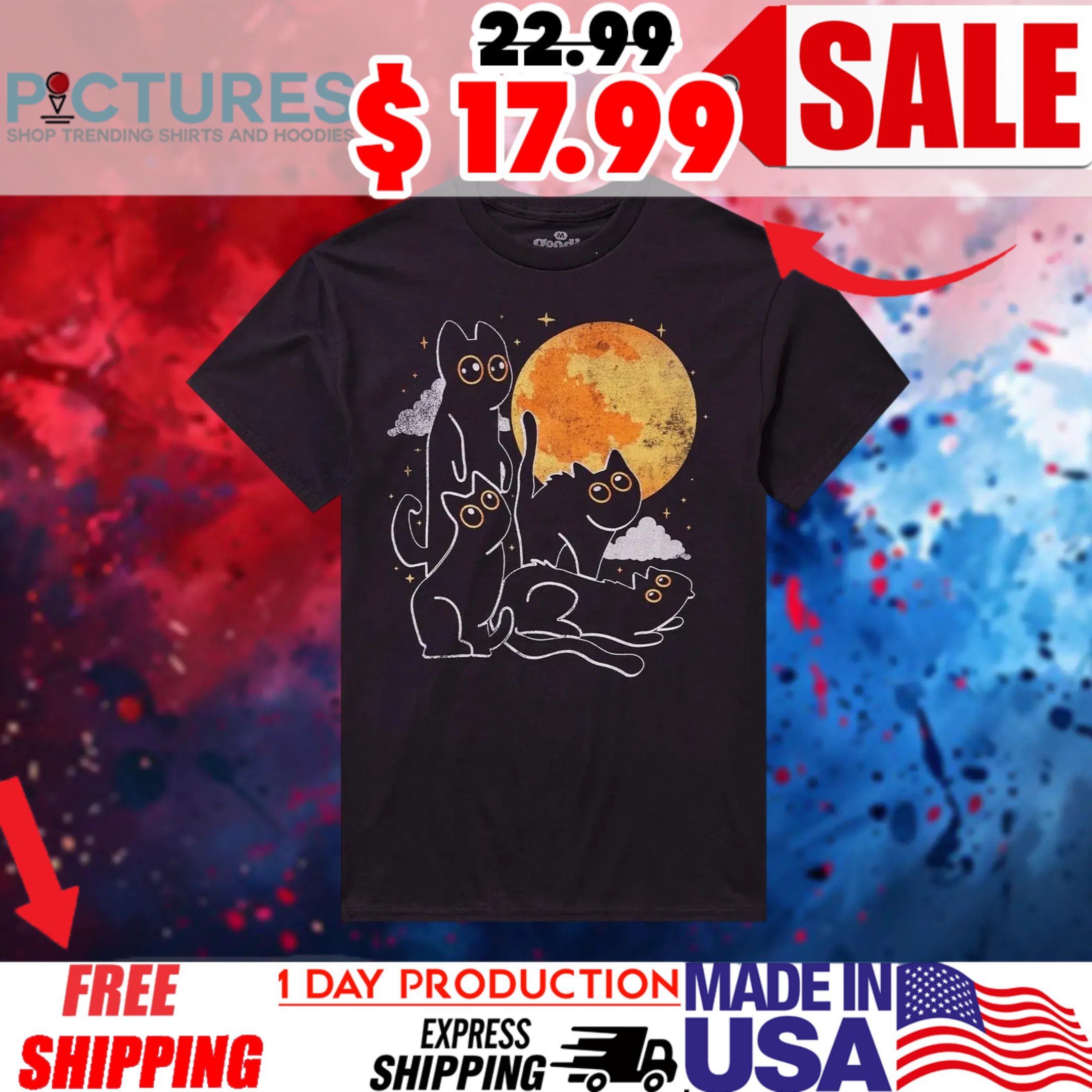 Black Cat Moon Vintage Collage 2025 Shirt 1 Black Cat Moon Vintage Collage 2025 Shirt