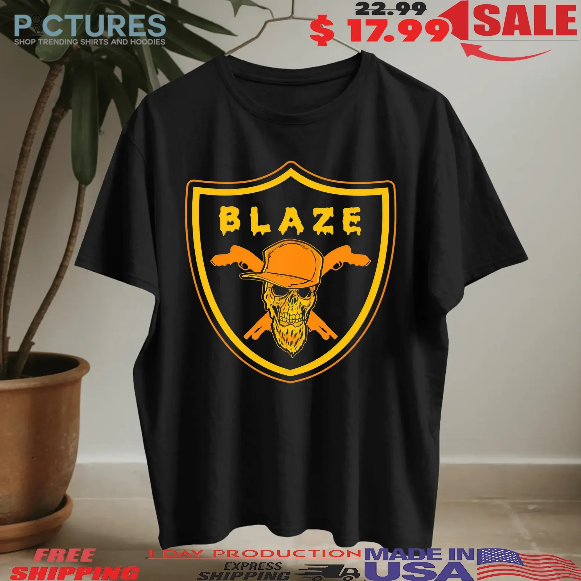 Blaze Yellow Orange Raiders Logo Halloween T Shirt