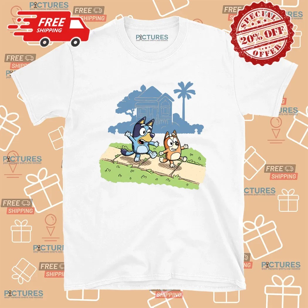 Bluey And Bingo Walking Cartoon Vito Comedy T Shirt