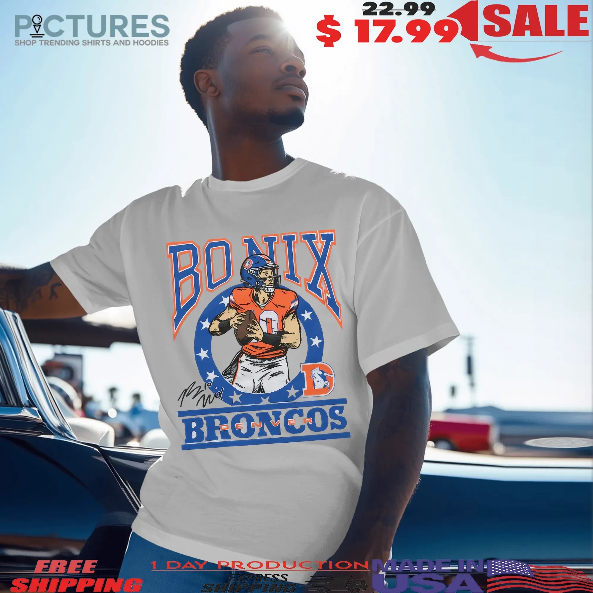 Bo Nix Denver Broncos Player Signature T Shirt