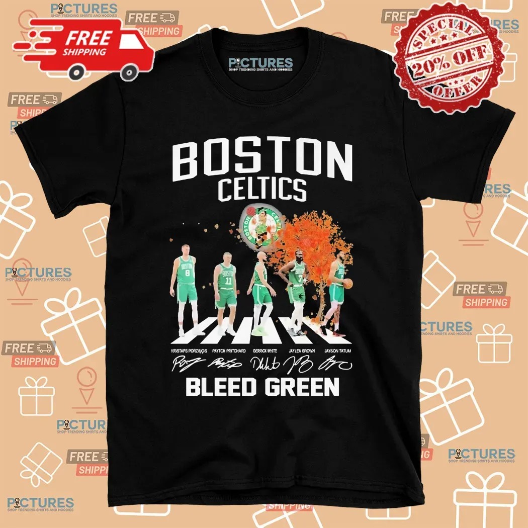 Boston Celtics Bleed Green Abbey Road Signatures Shirt