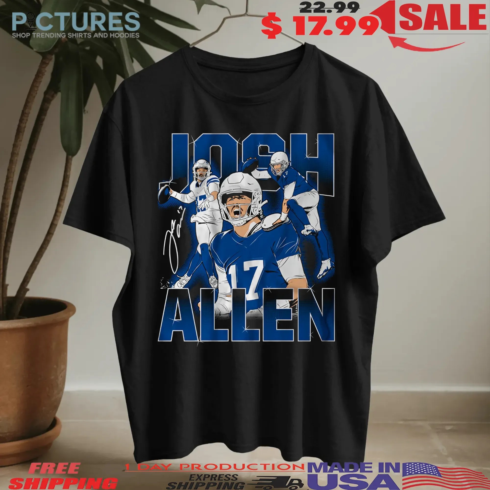 Buffalo Bills Josh Allen Masterpiece Bootleg Signature T Shirt