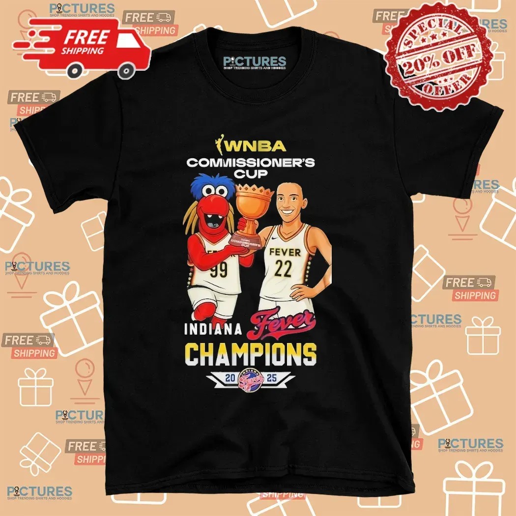 Caitlin Clark And Freddy Fever Indiana Fever WNBA Commissioner's Cup Champions 2025 Mascot T Shirt