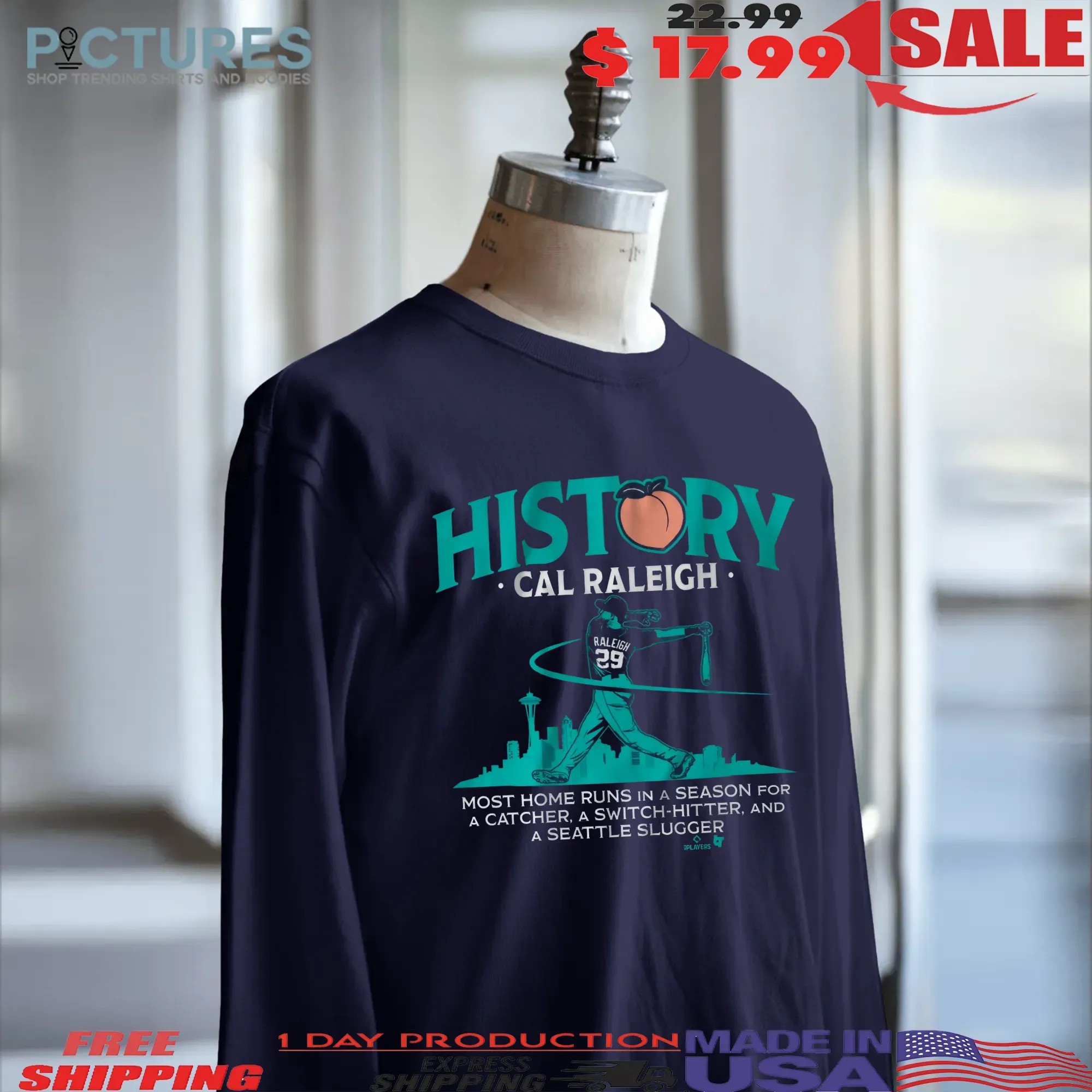 Cal Raleigh History For Big Dumper Most Home Runs In A Season For A Catcher A Switch-hitter And A Seattle Slugger T Shirt