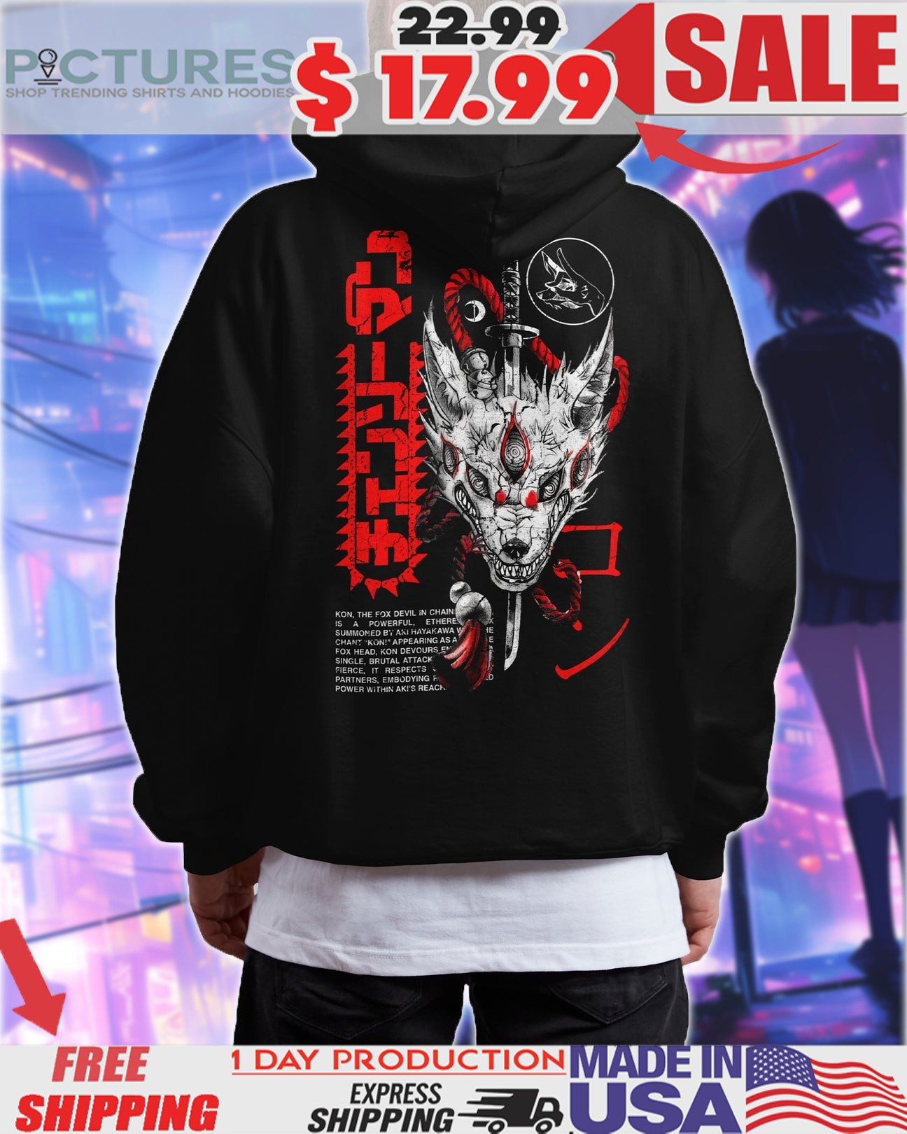 Chainsaw Man Kon Fox Head Devil Dark Anime Shirt 1 Chainsaw Man Kon Fox Head Devil Dark Anime Shirt