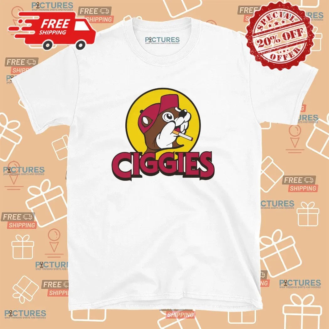 Ciggies Smoking Buc-ee's Parody Logo T Shirt