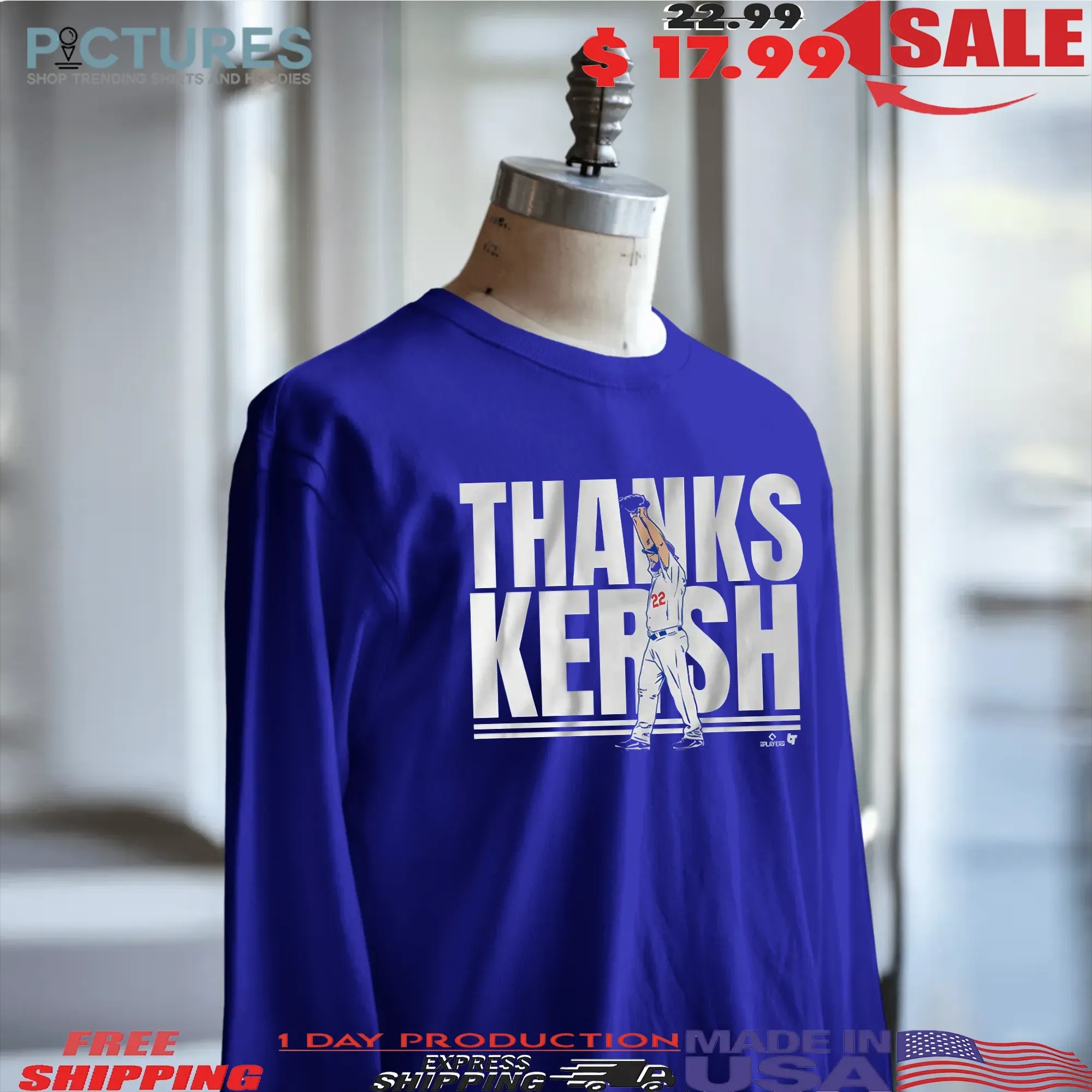 Clayton Kershaw Los Angeles Dodgers Thanks Kersh Graphic T Shirt