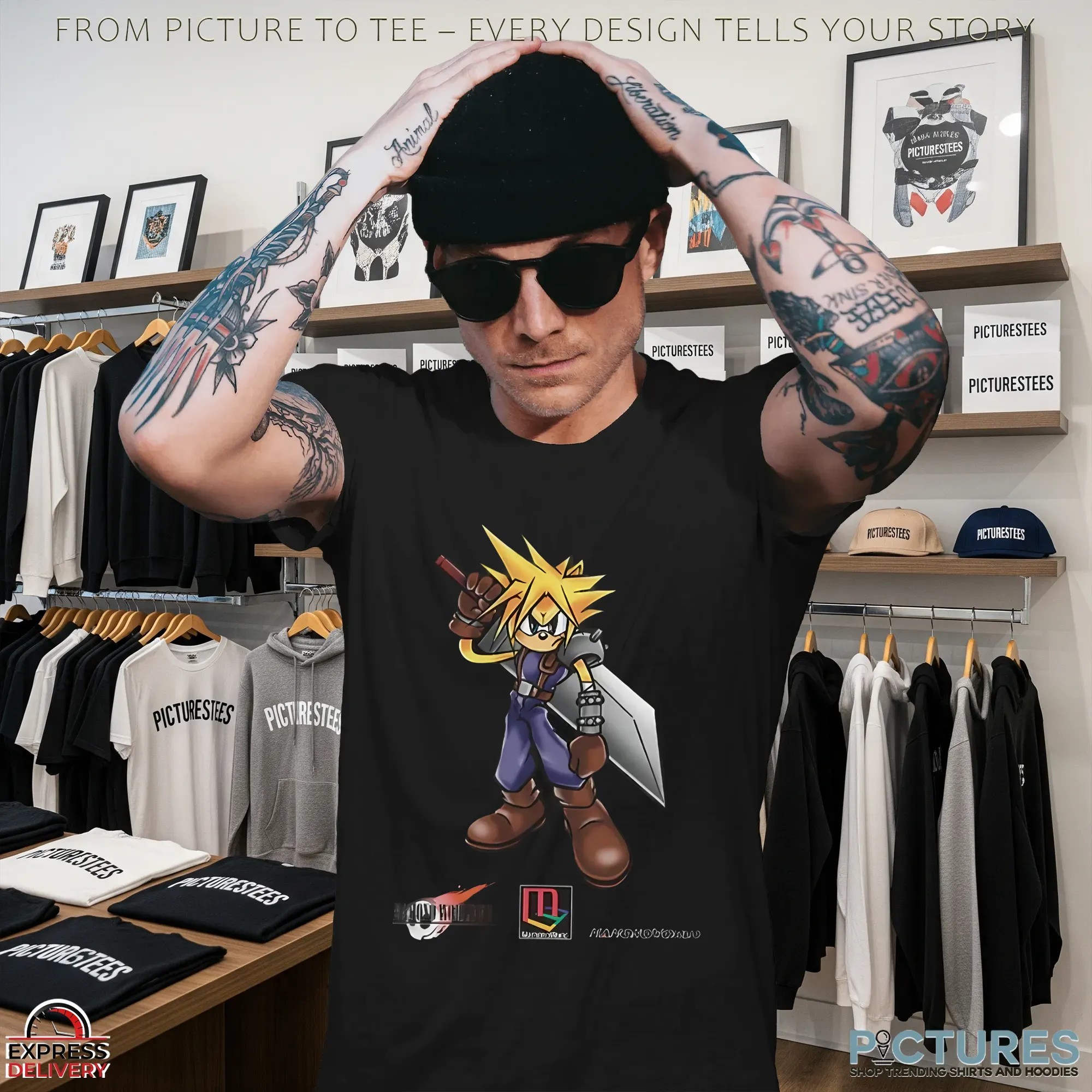 Cloud Strife  x Sonic the Hedgehog Mashup T  Shirt