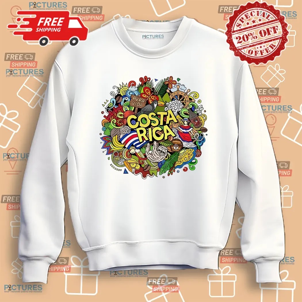 Costa Rica Pura Vida Doodle Art Shirt