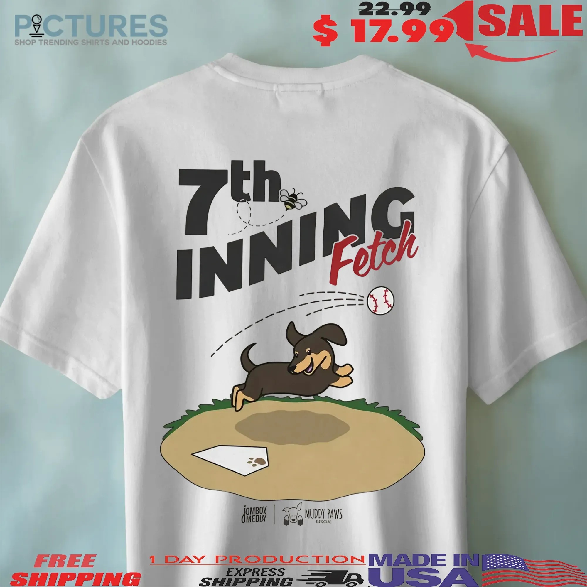 Dachshund Dog 7th Inning Fetch Baseball Cartoons T Shirt