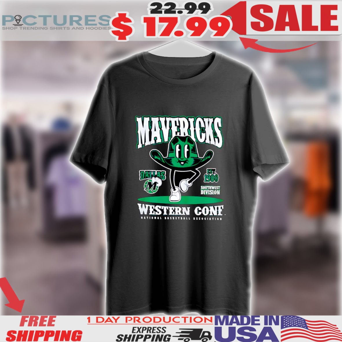 Dallas Mavericks Mitchell And Ness Retro Mascot Shirt