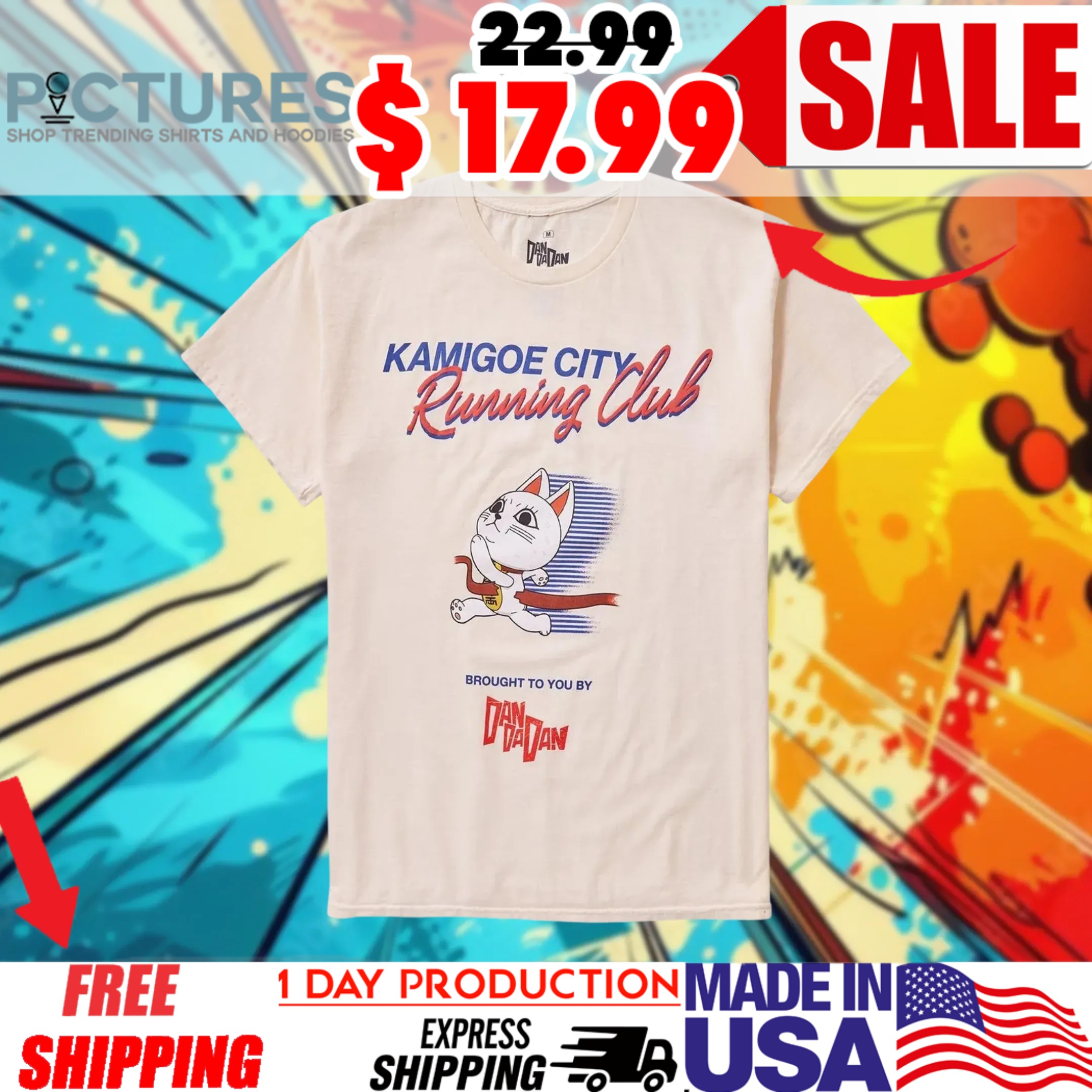 Dandadan Turbo Granny Cat Running Club Kamigoe City Anime Shirt