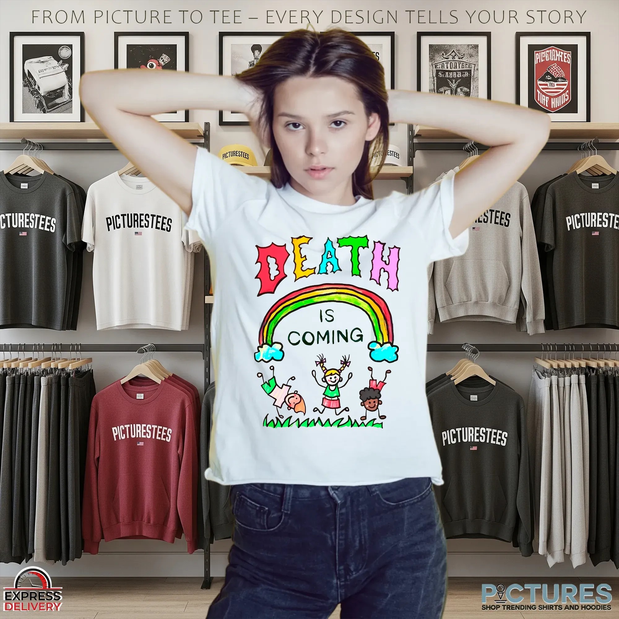 Death Is Coming Rainbow Kids T Shirt