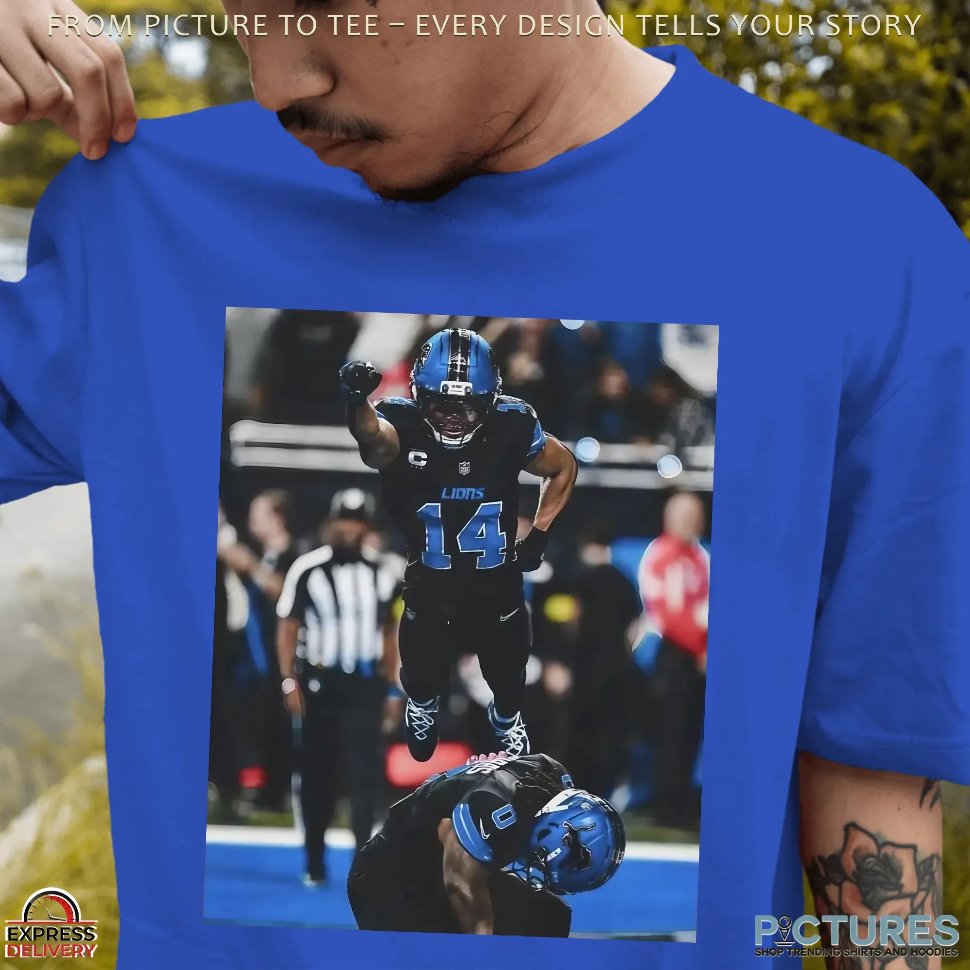 Detroit Lions Spiderman X Superman Pose T Shirt