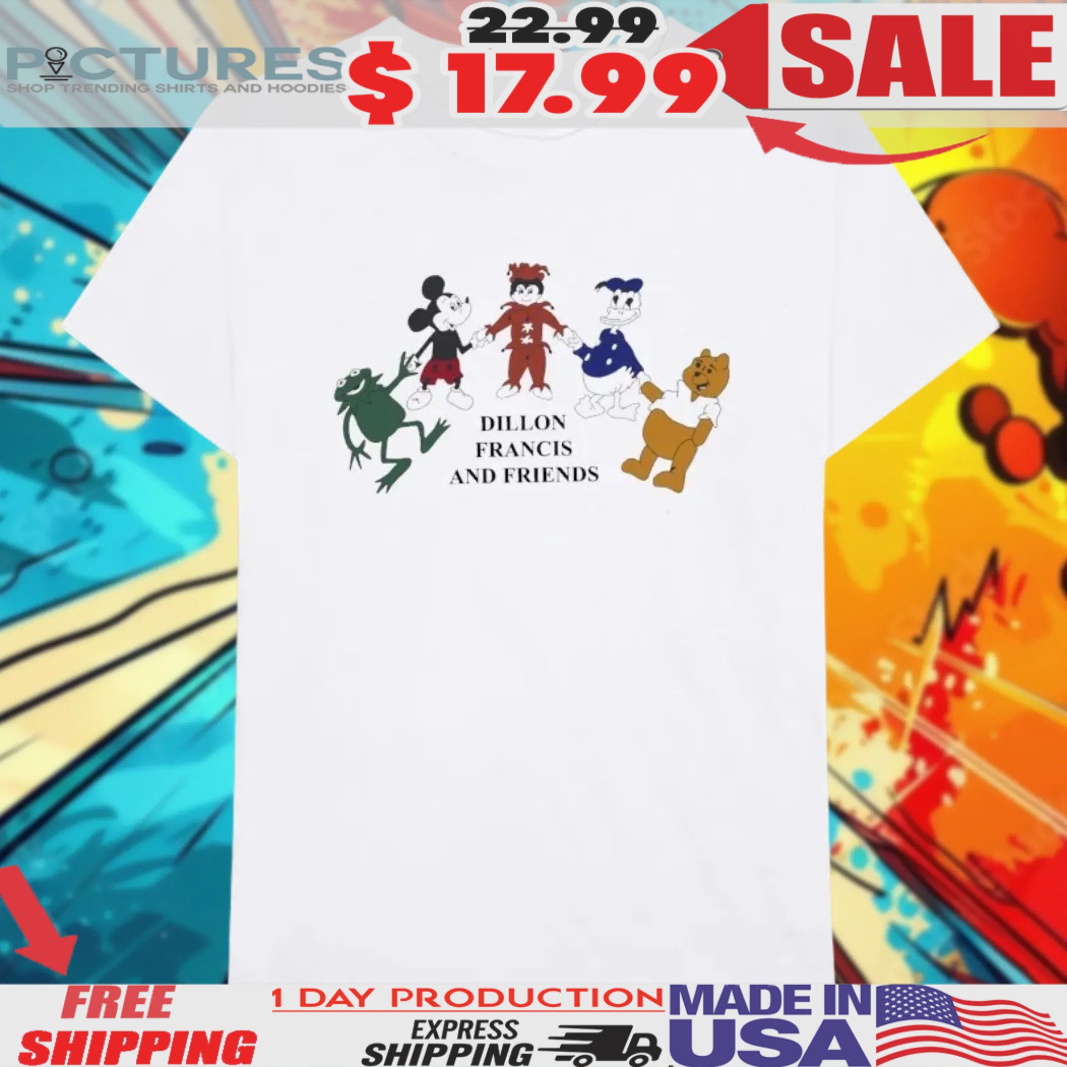 Dillon Francis And Friends Mickey Mouse Donald Donald Duck Winnie-The-Pooh Frog Shirt