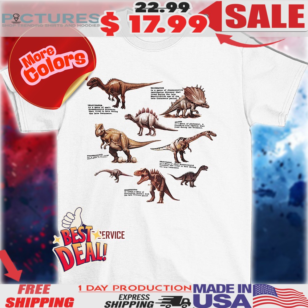 Dinosaur species educational illustration shirt
