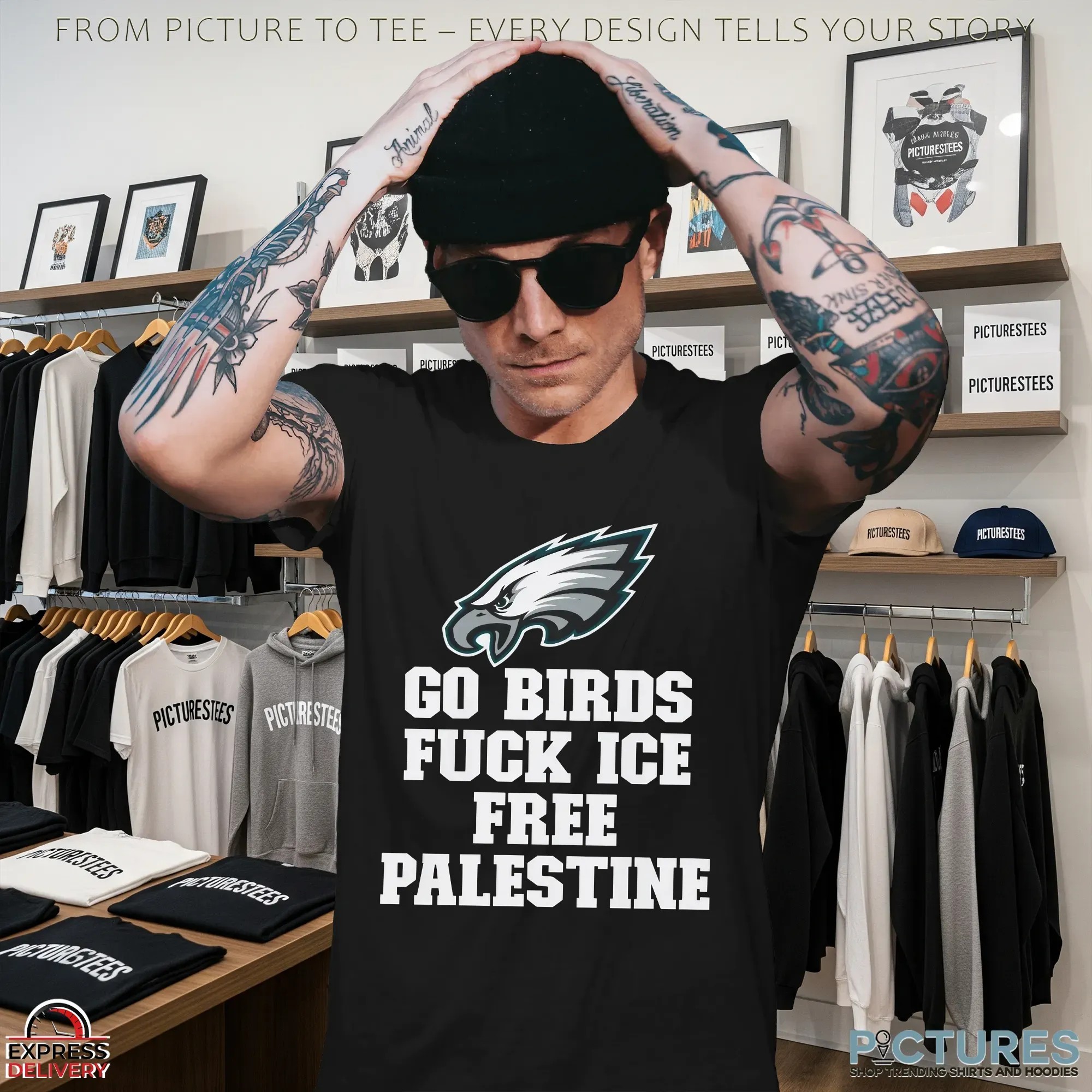 Eagles Go Birds Fuck Ice Free Palestine T Shirt