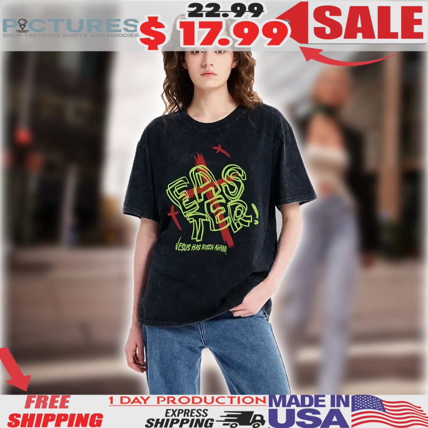 Easter Cross Jesus Has Risen Again Christian Shirt