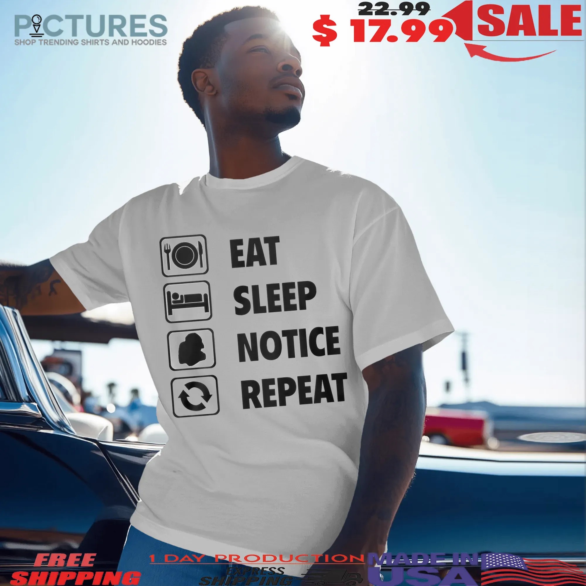 Eat Sleep Notice Repeat T Shirt