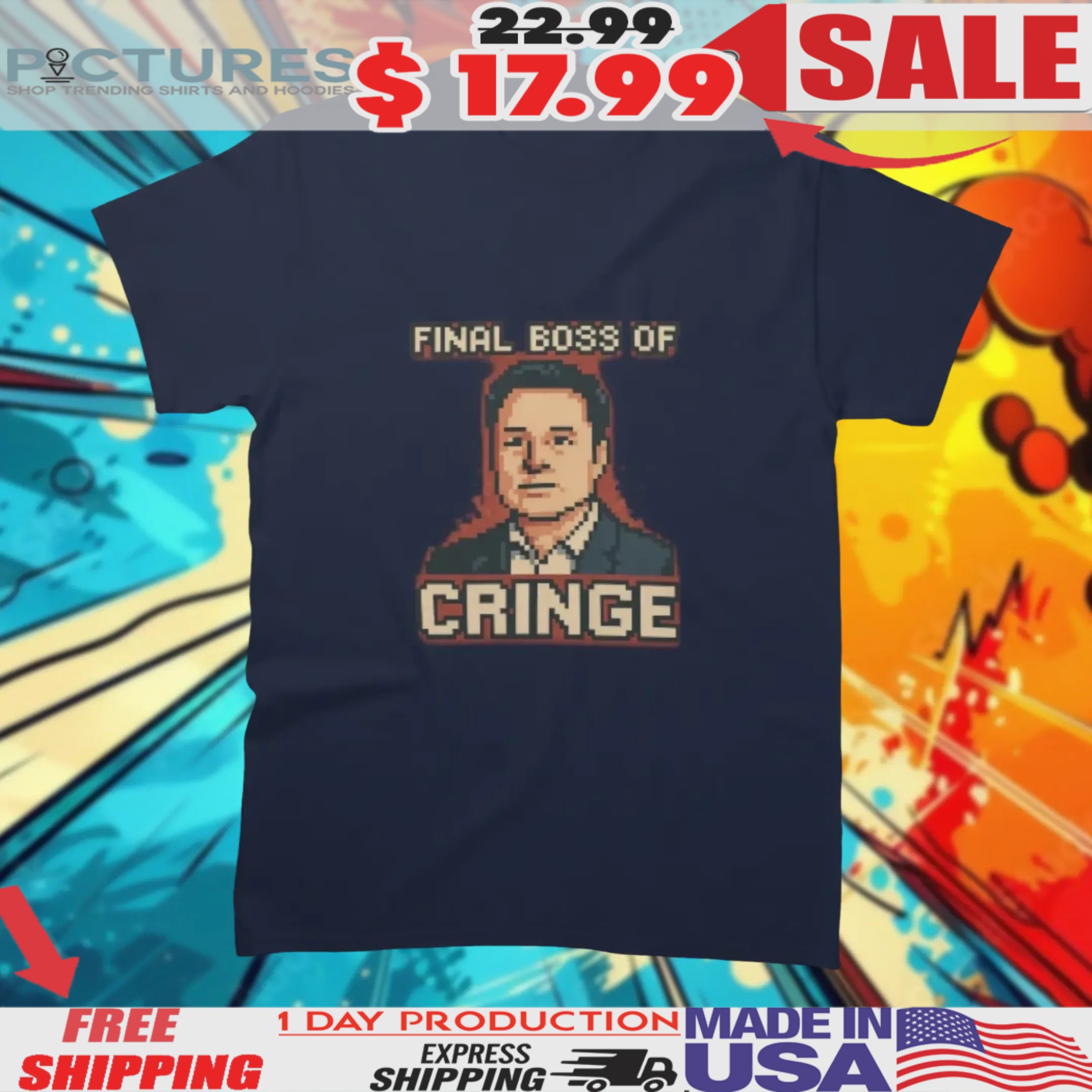 Elon Final Boss of Cringe Pixel Art Gamer Satire Shirt