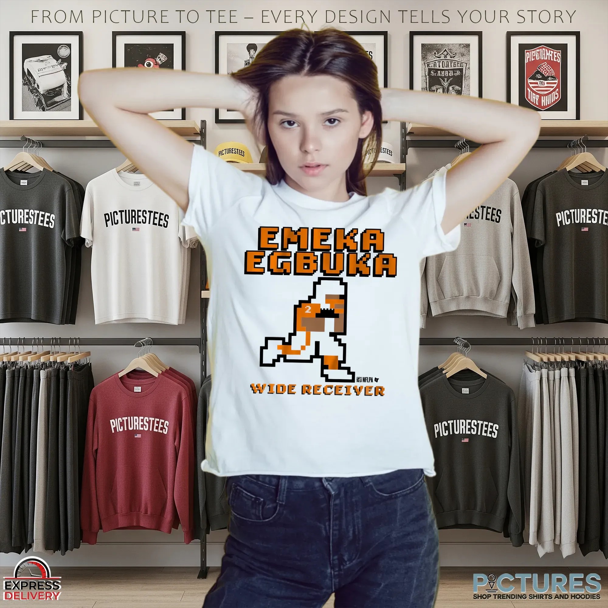 Emeka Egbuka Wide Receiver Retro Baller Pixel Art T Shirt