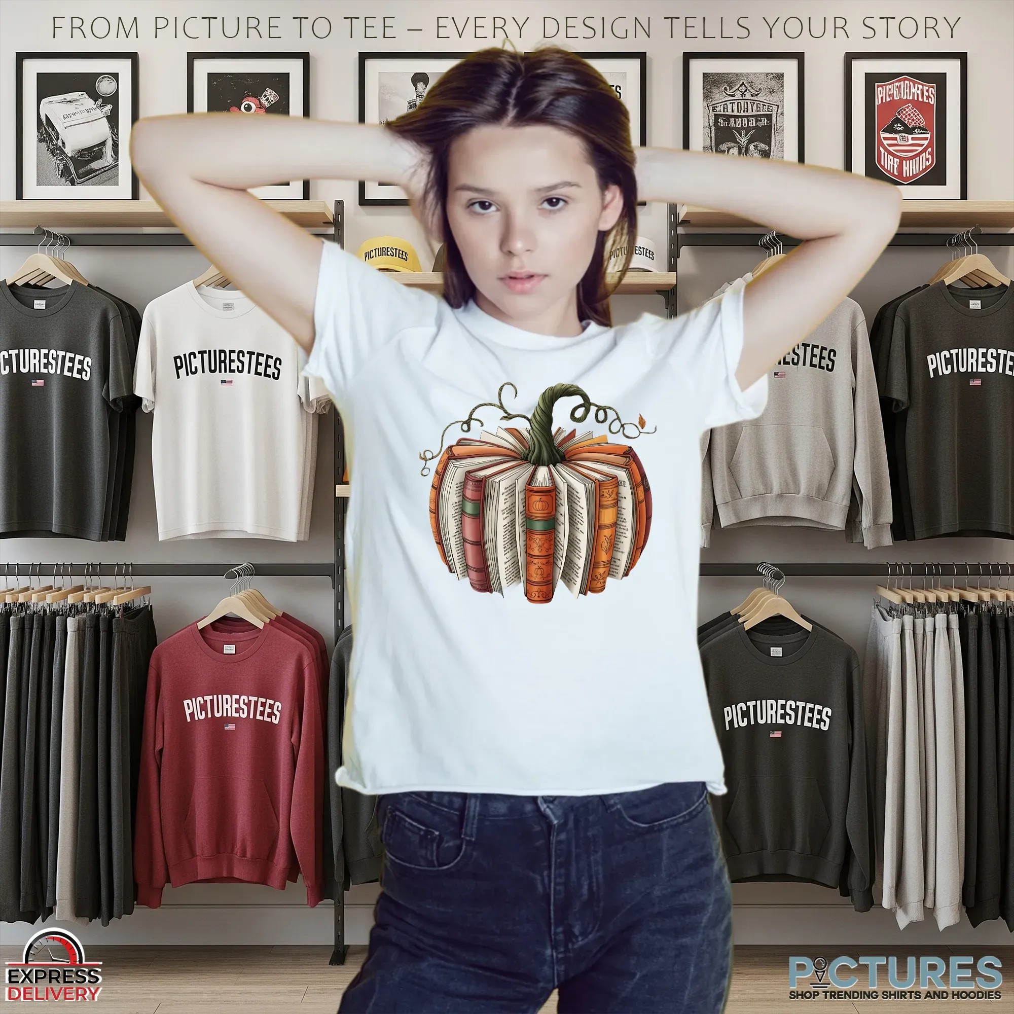 Fall Book Pumpkin Halloween T Shirt