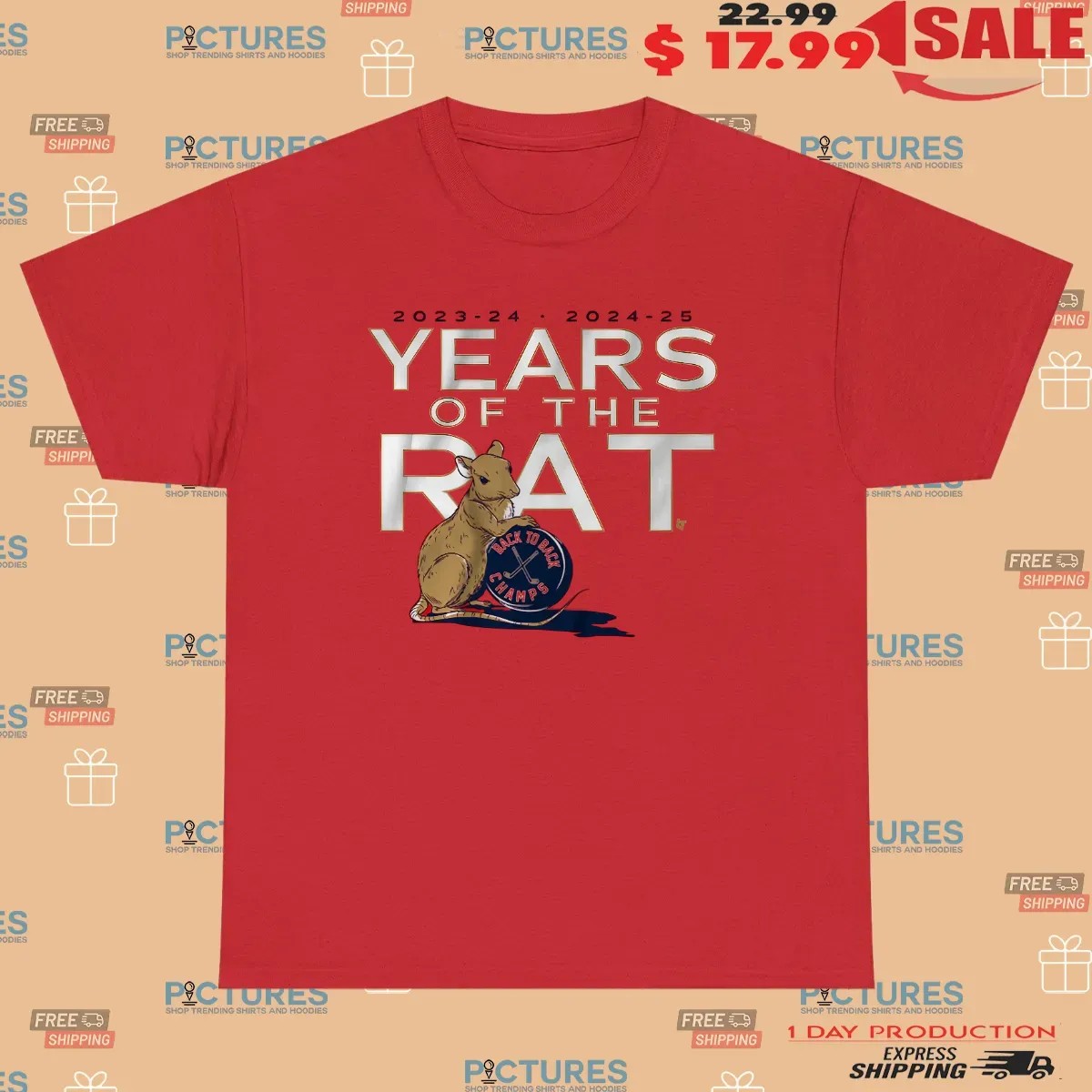 Florida Panthers Hockey Years of the Rat Back To Back Champs T Shirt