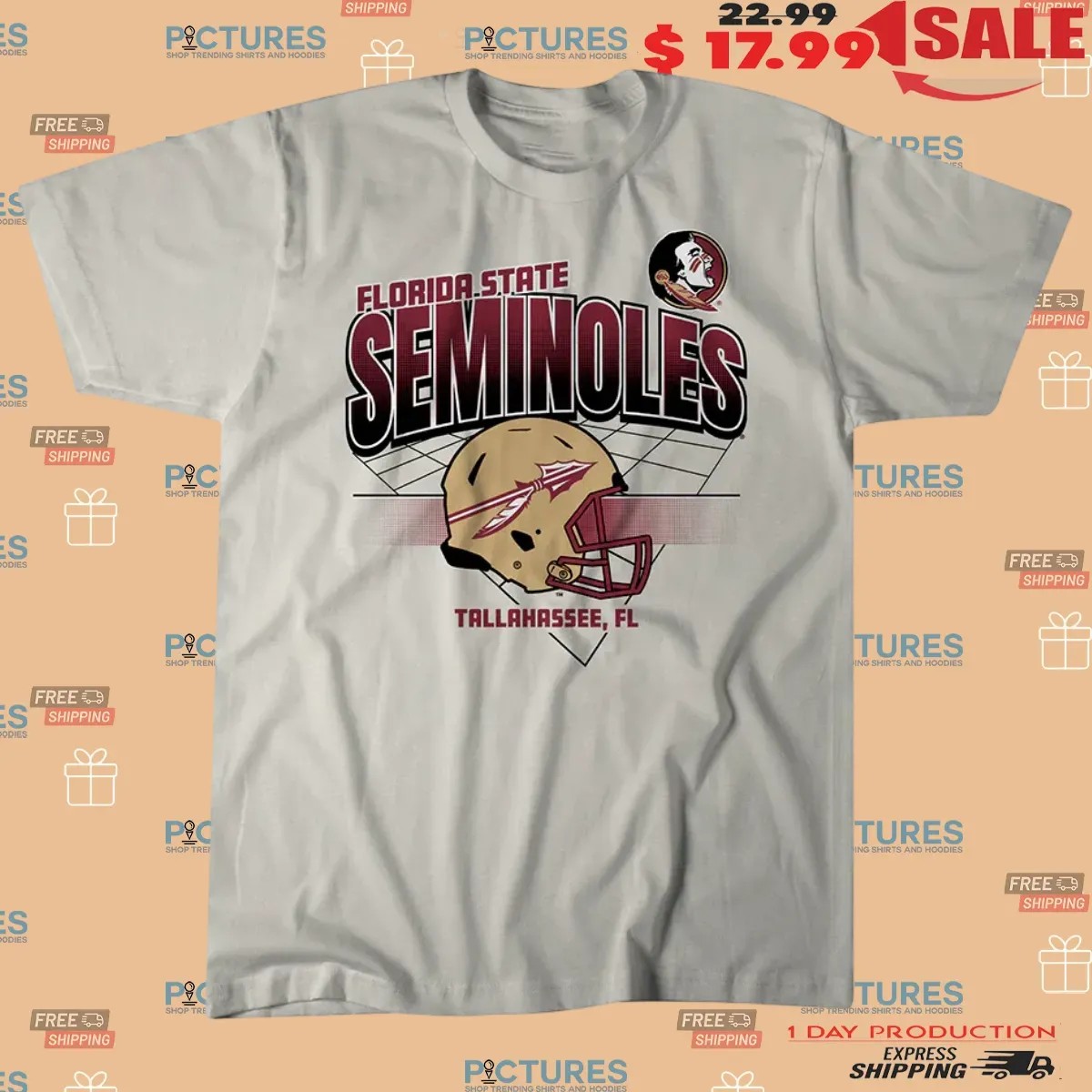 Florida State Seminoles Football Tallahassee FL Helmet Grid T Shirt 2 Florida State Seminoles Football Tallahassee FL Helmet Grid T Shirt