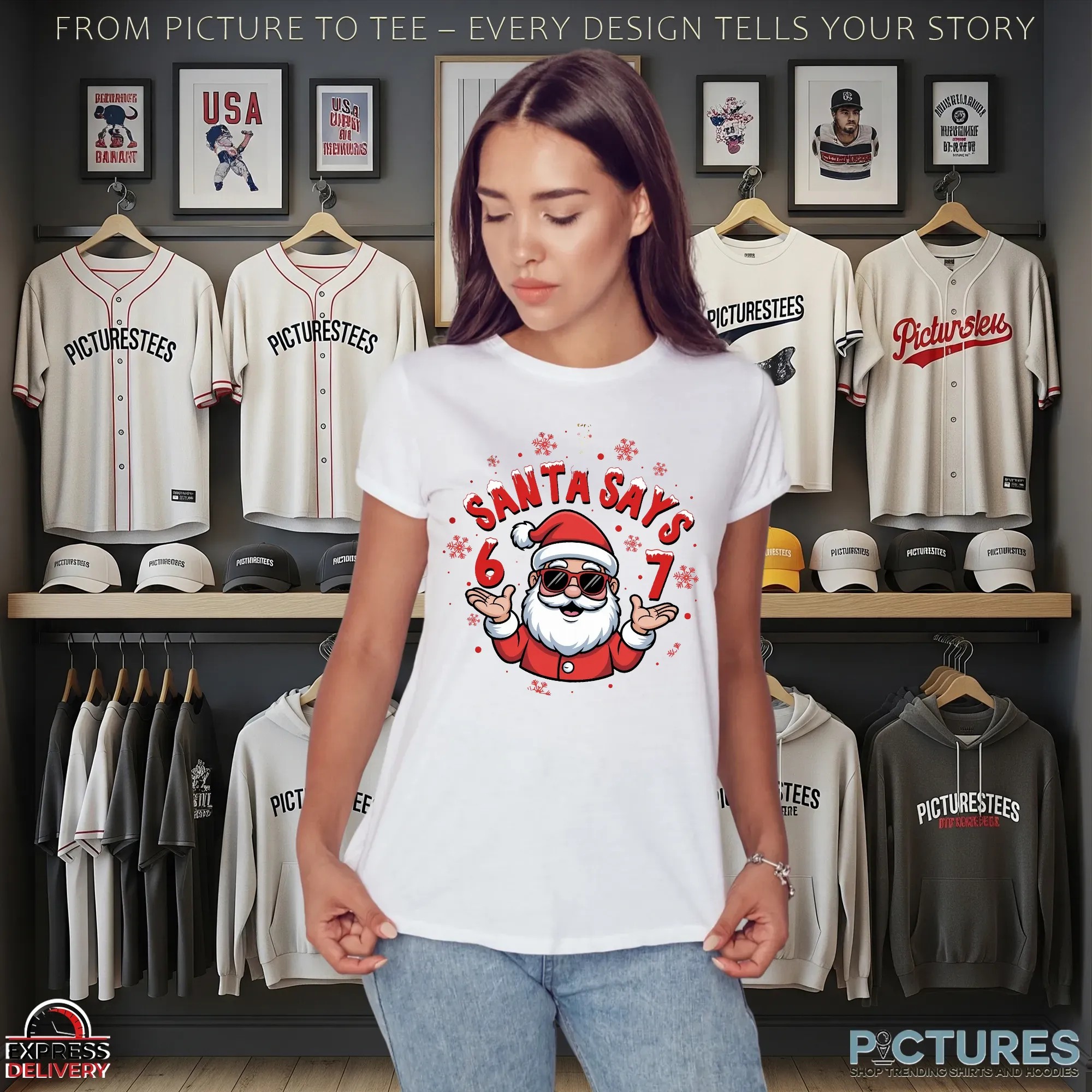 Funny Six Seven Christmas Santa Claus T Shirt