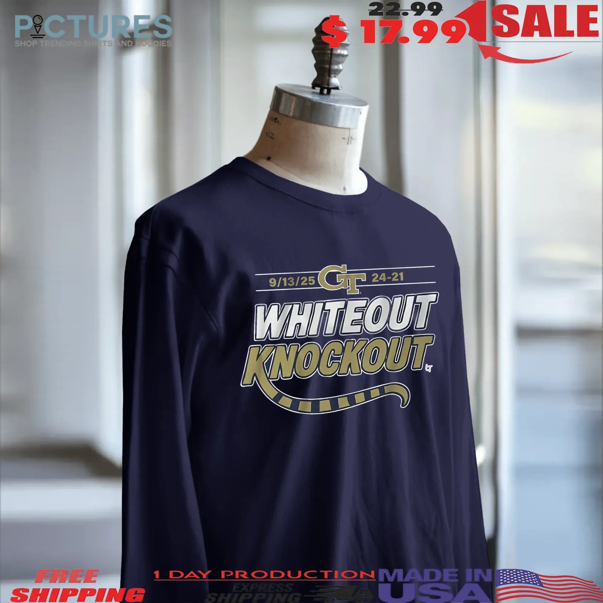 Georgia Tech Football Whiteout Knockout T Shirt