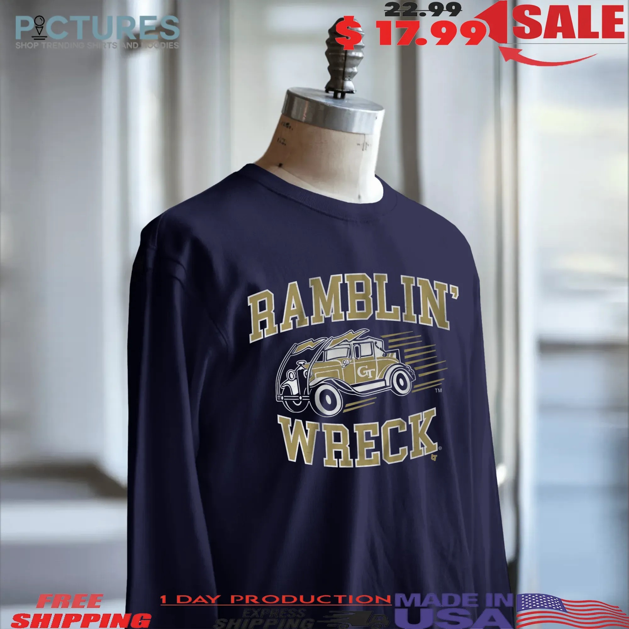 Georgia Tech Yellow Jackets Ramblin' Wreck T Shirt