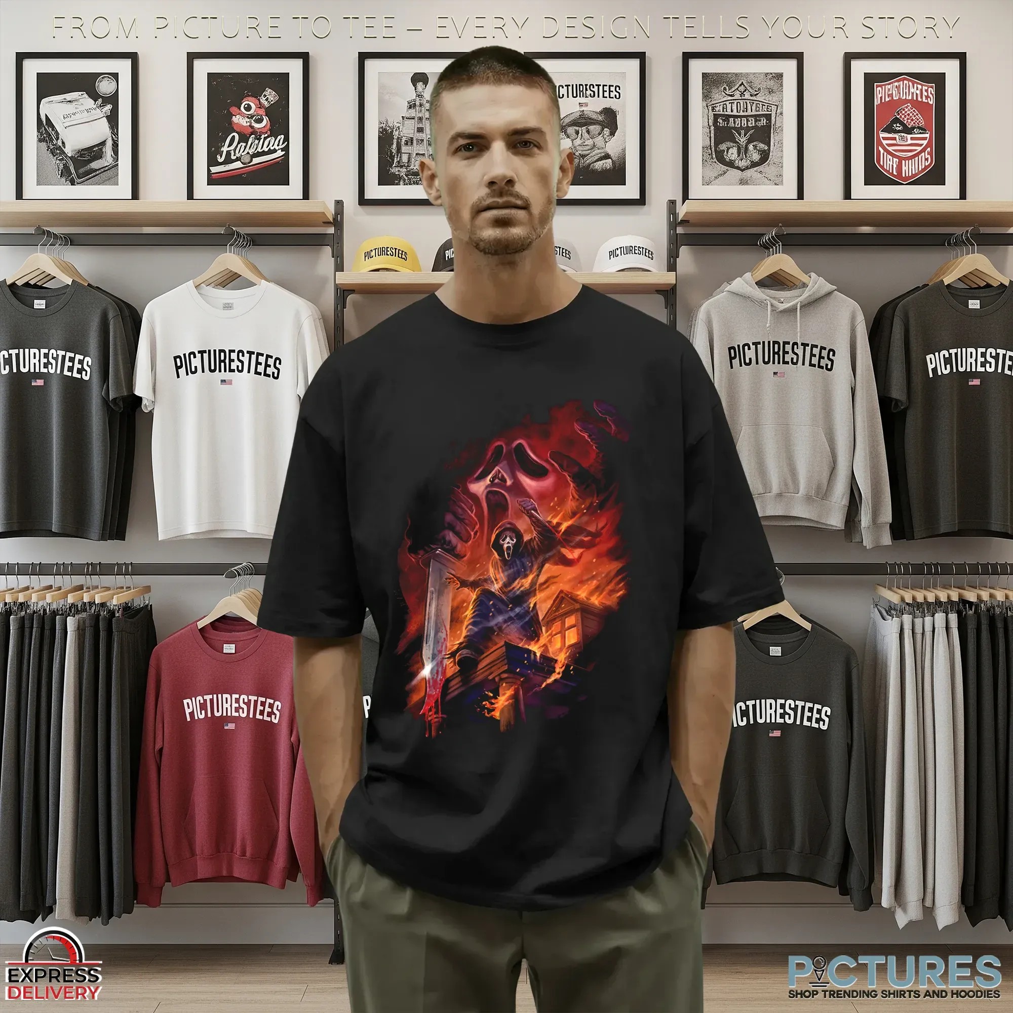 Ghostface Fire In The Night Halloween T Shirt