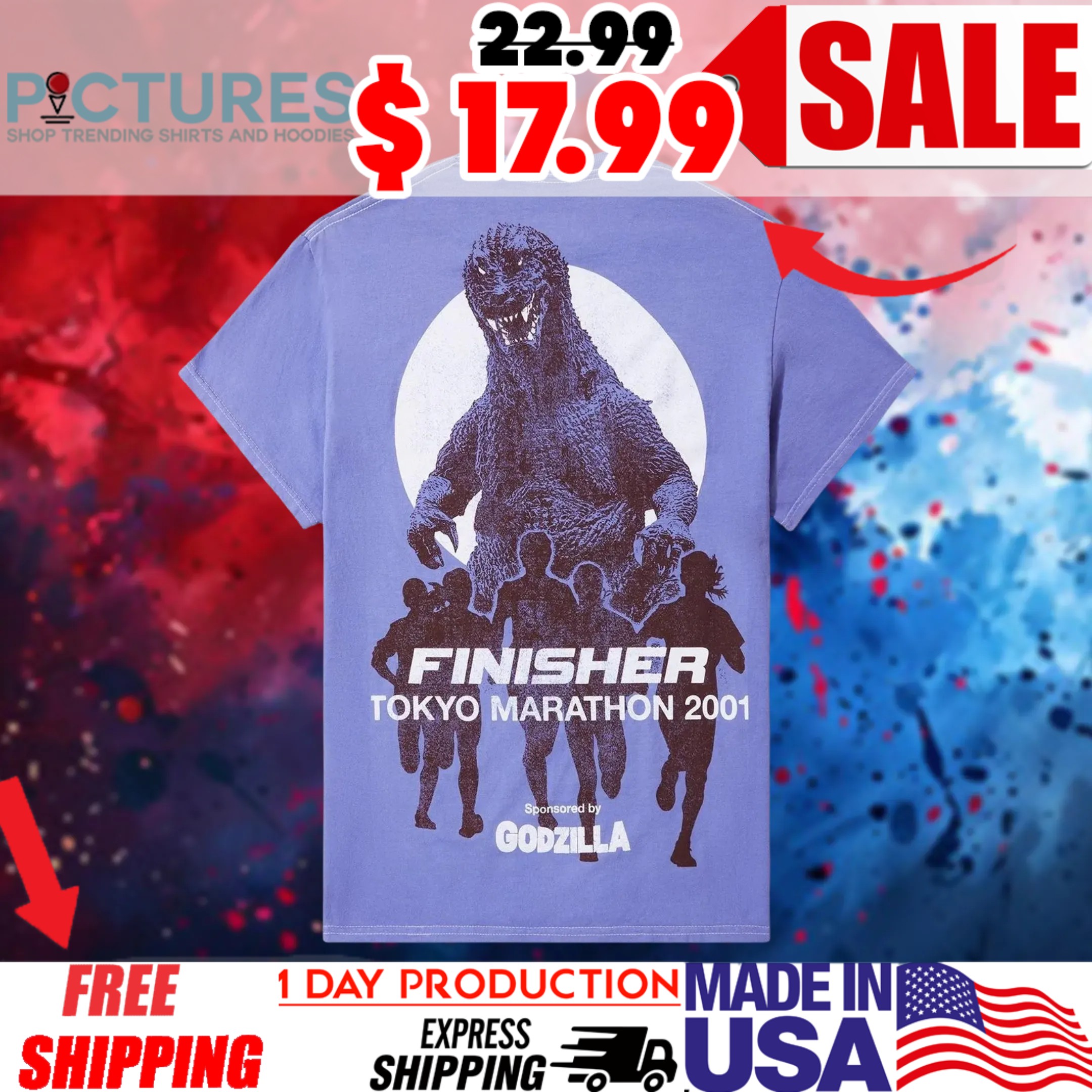 Godzilla Finisher tokyo marathon 2001 retro Shirt