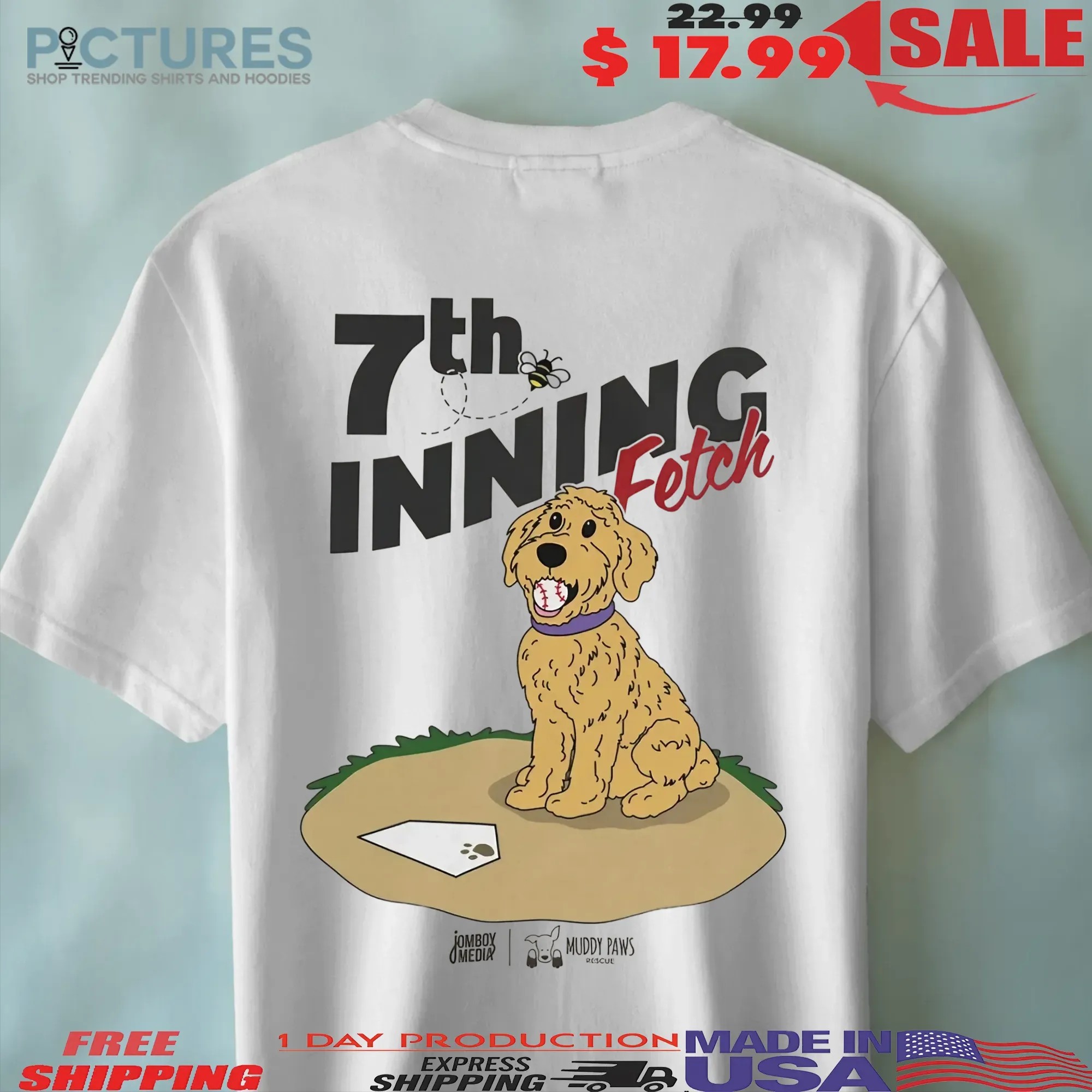 Golden Doodle 7th Inning Fetch Baseball Cartoons T Shirt