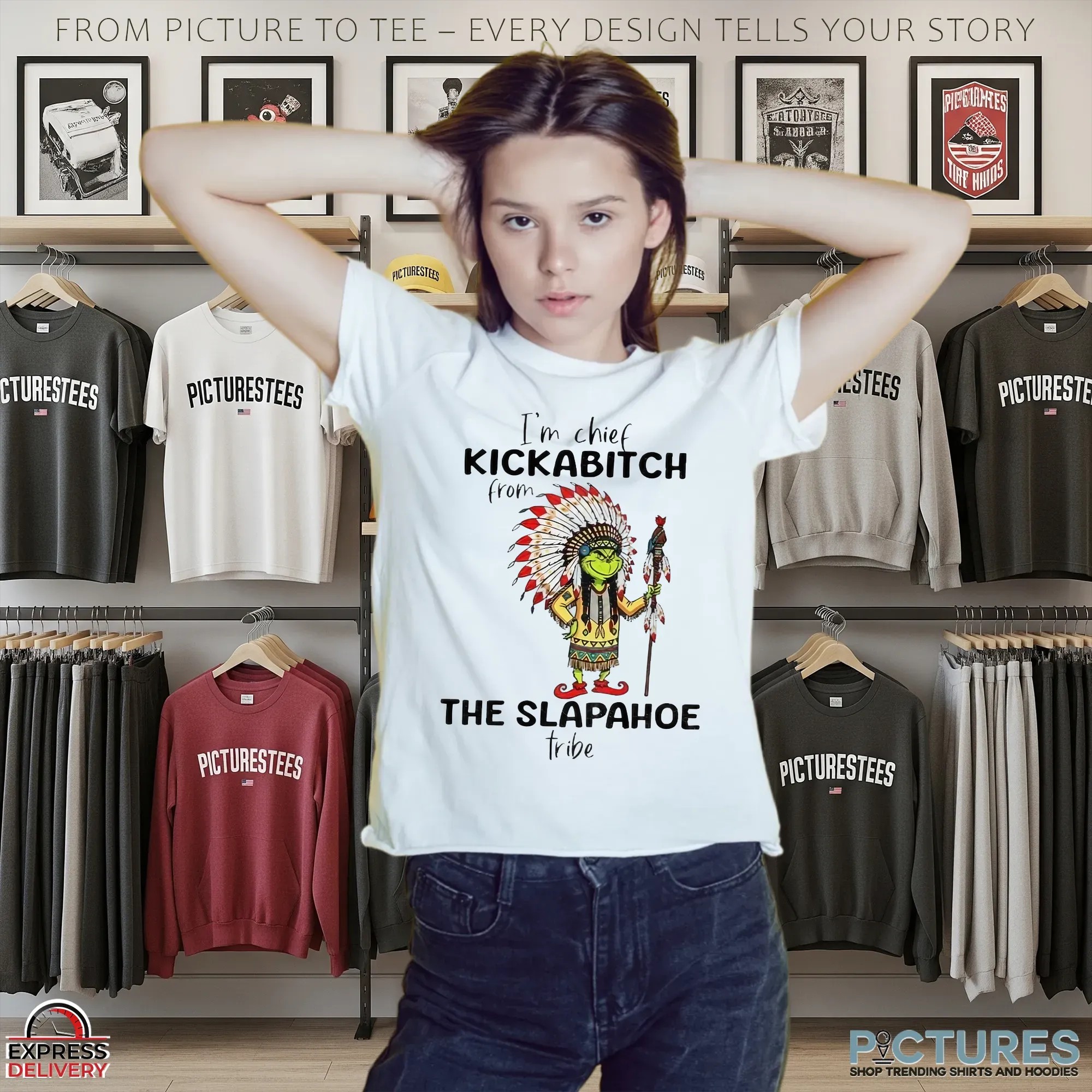 Grinch Native Im Chief Kickabitch From The Slapahoe Tribe Merry Christmas T Shirt