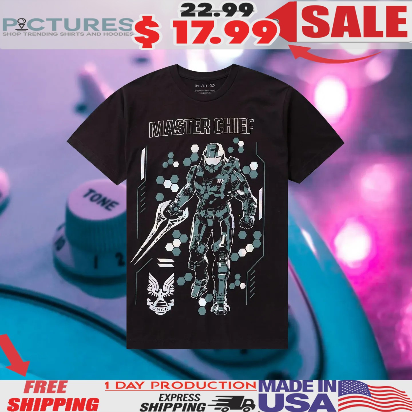 Halo Master Chief Holographic Foil Print Shirt