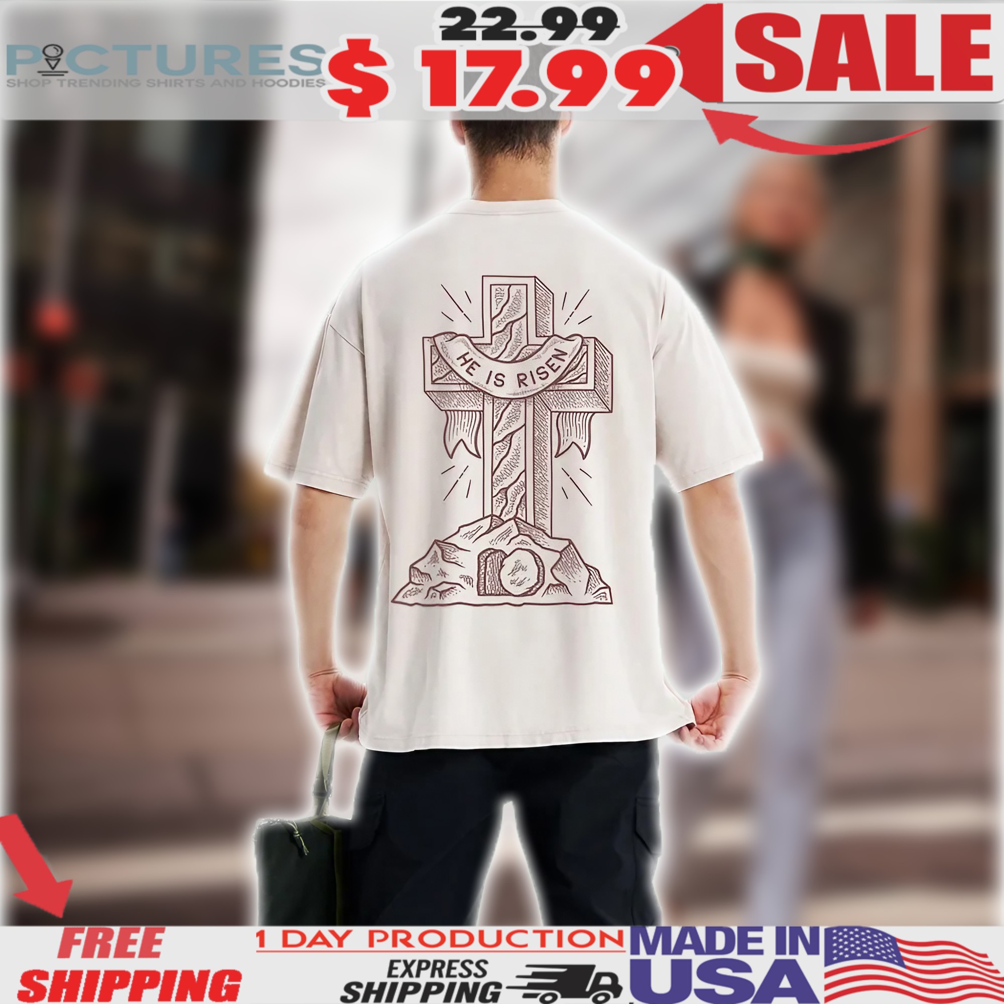 He Is Risen Cross Christian Shirt
