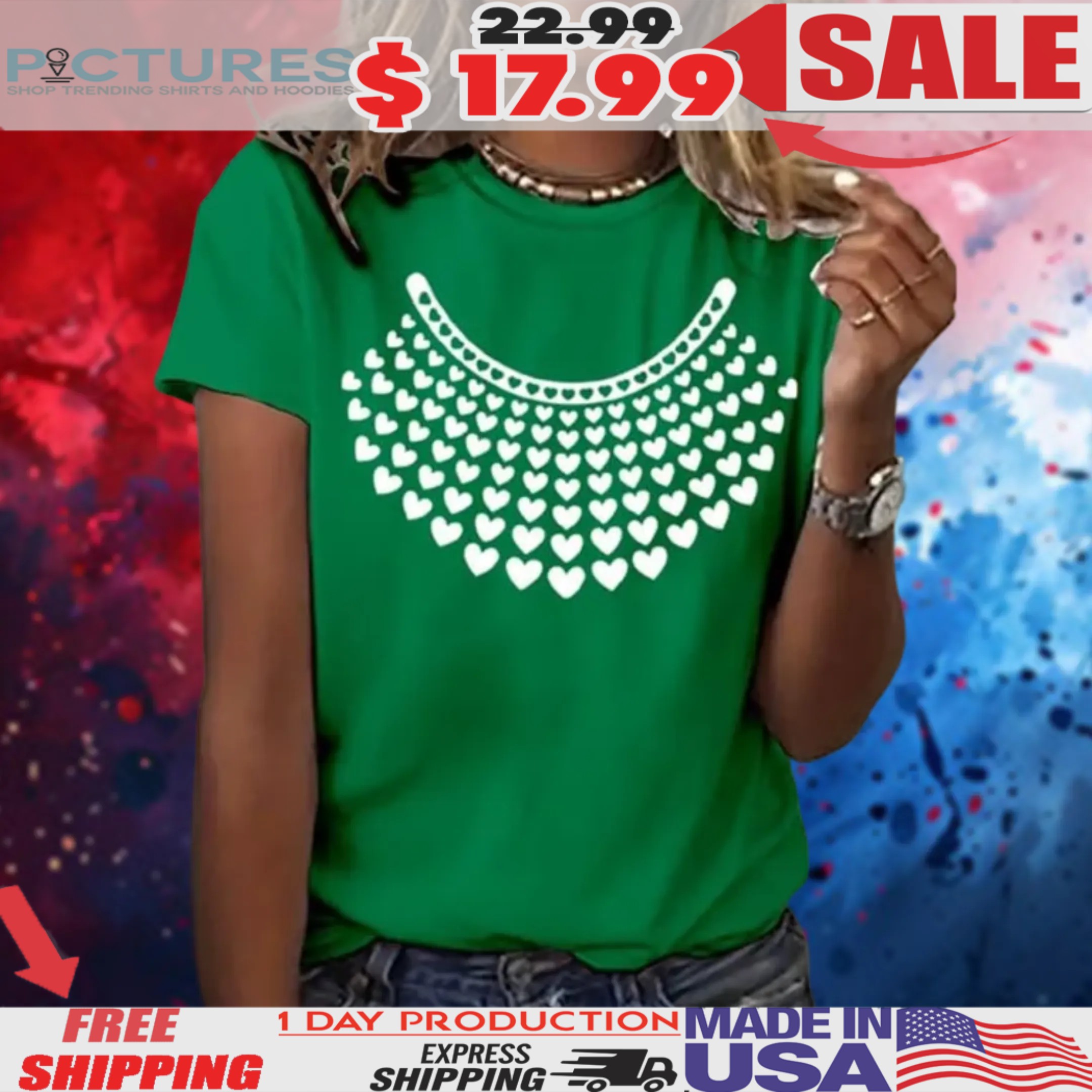 Heart Rbg Necklace Shirt