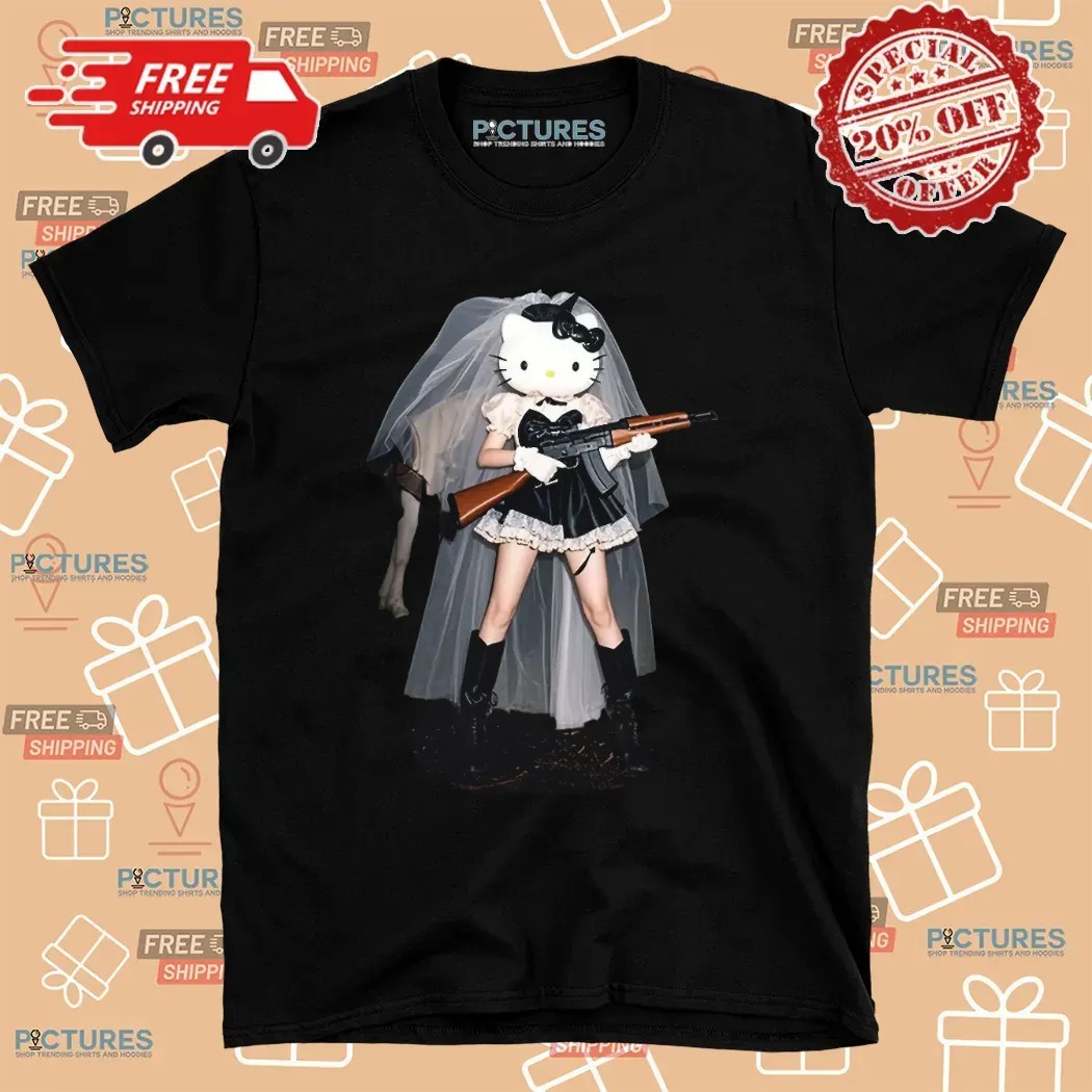 Hello Kitty Black Bride Dark Humor T Shirt