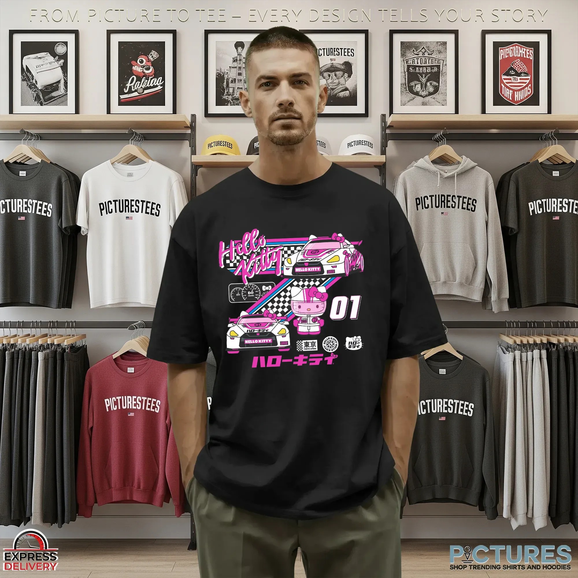 Hello Kitty Racing F1 Graphic T Shirt