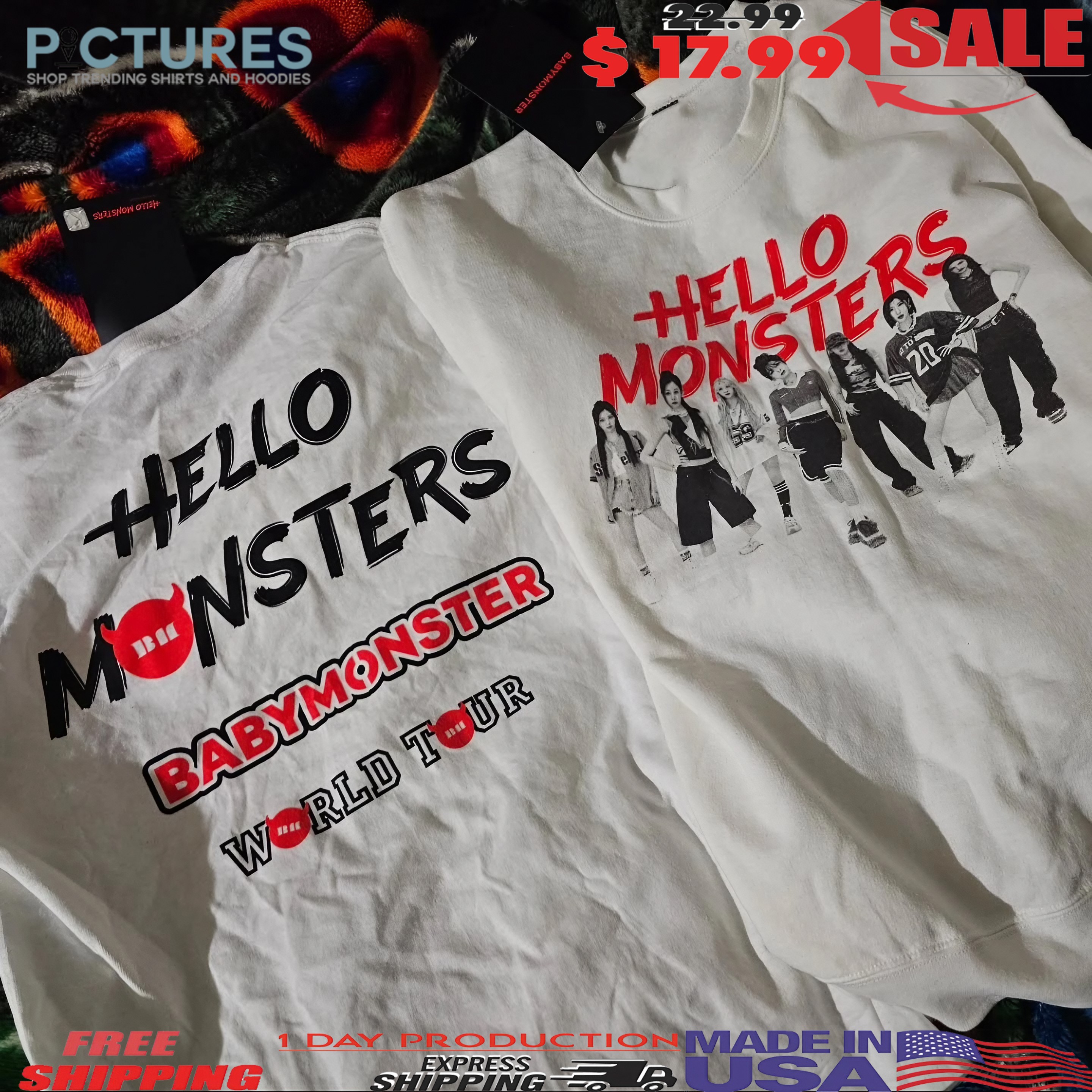 Hello Monsters BabyMonster World Tour Double Sided T Shirt