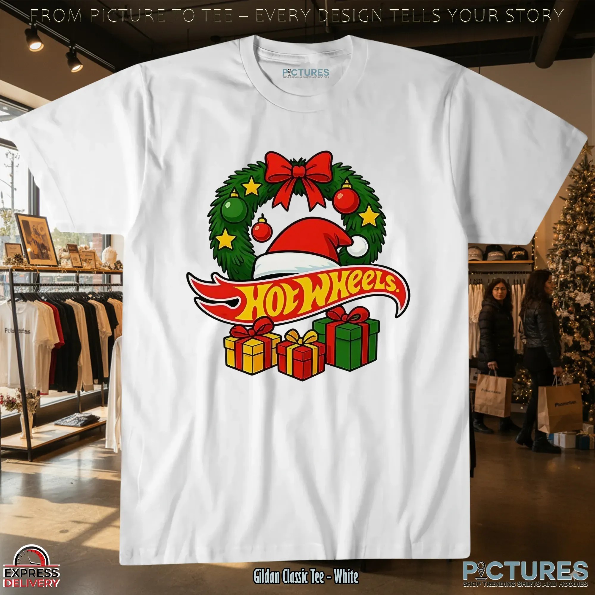 Hotwheels Christmas Laurel Wreath Santa Hat Gift T Shirt 9 Hotwheels Christmas Laurel Wreath Santa Hat Gift T Shirt